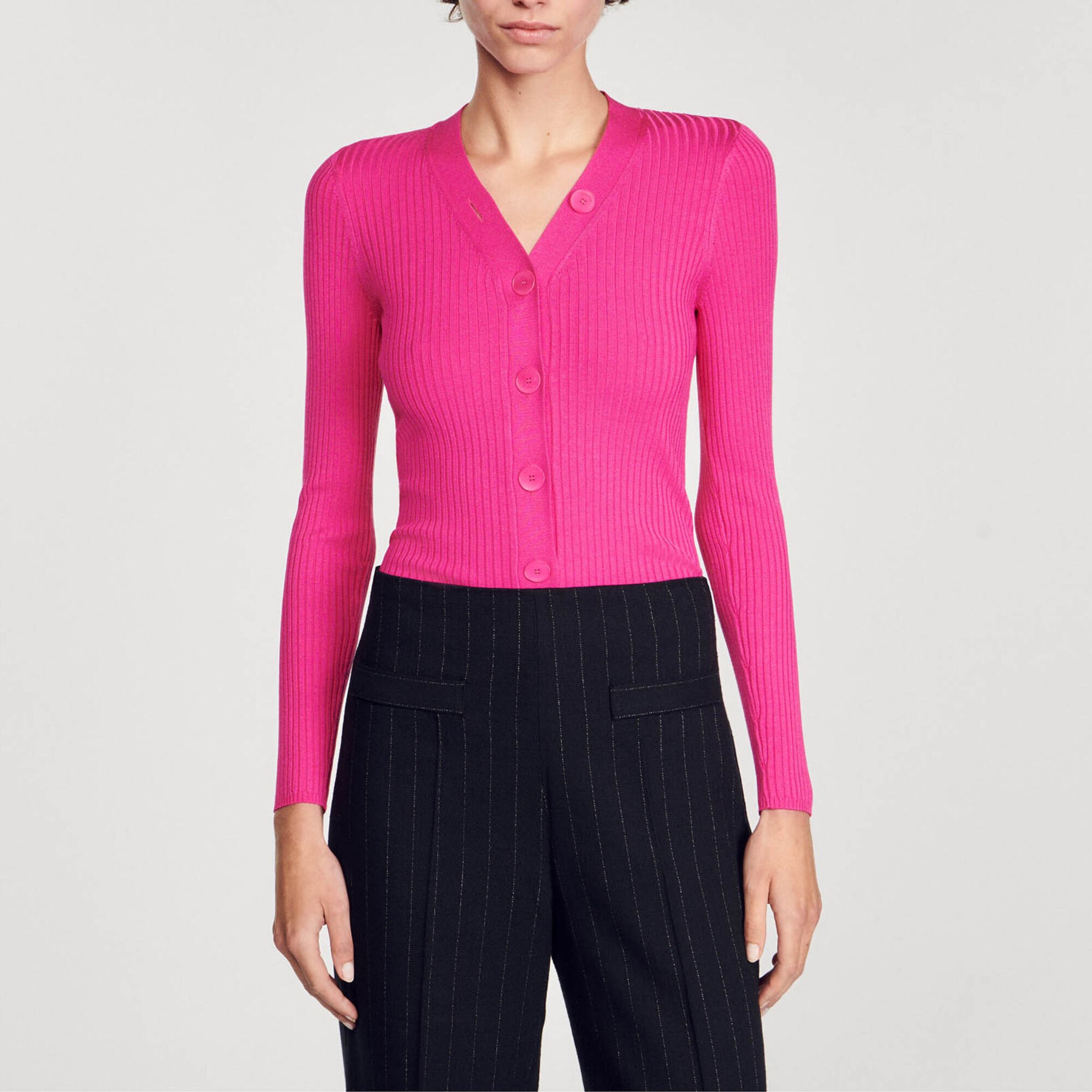 Rib knit cardigan