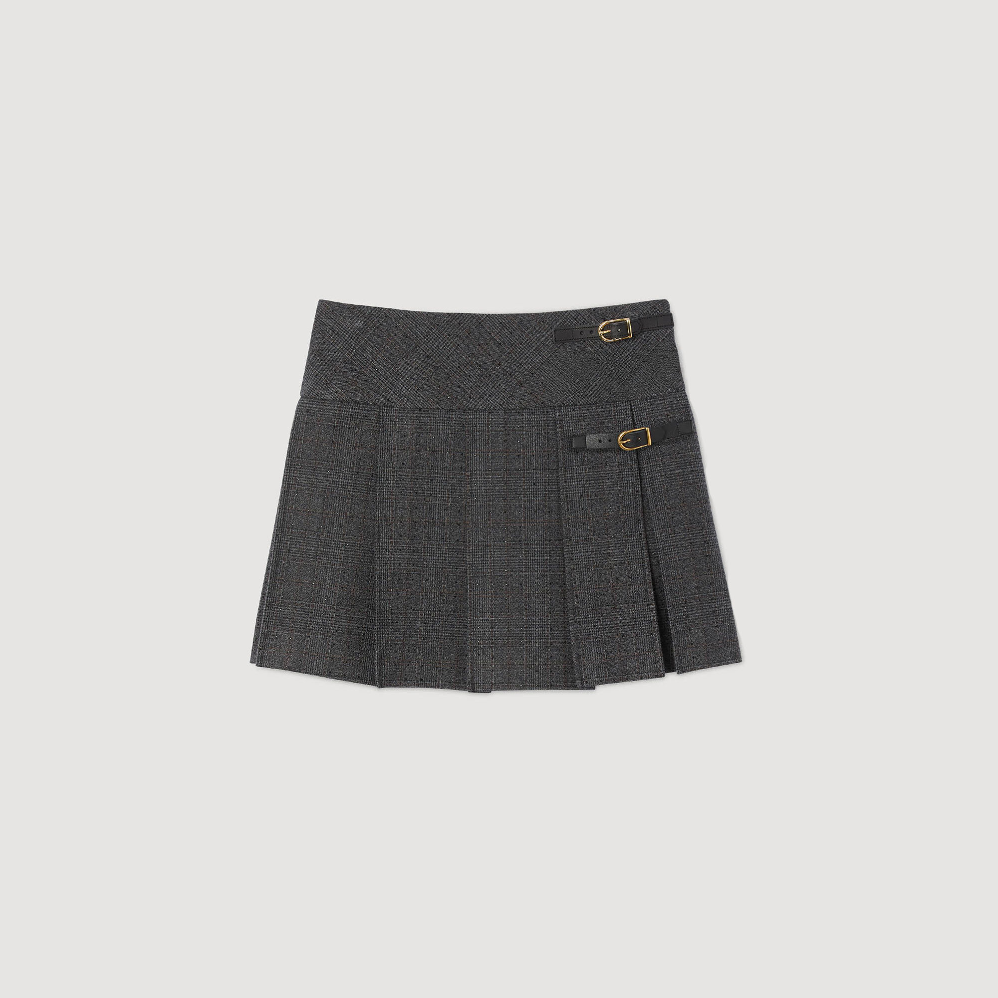 Mini rhinestone suit skirt black / gray For Women | Sandro Paris
