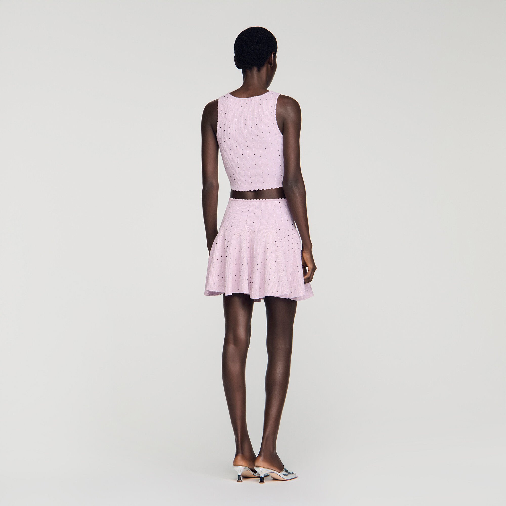 Mini rhinestone knit skirt