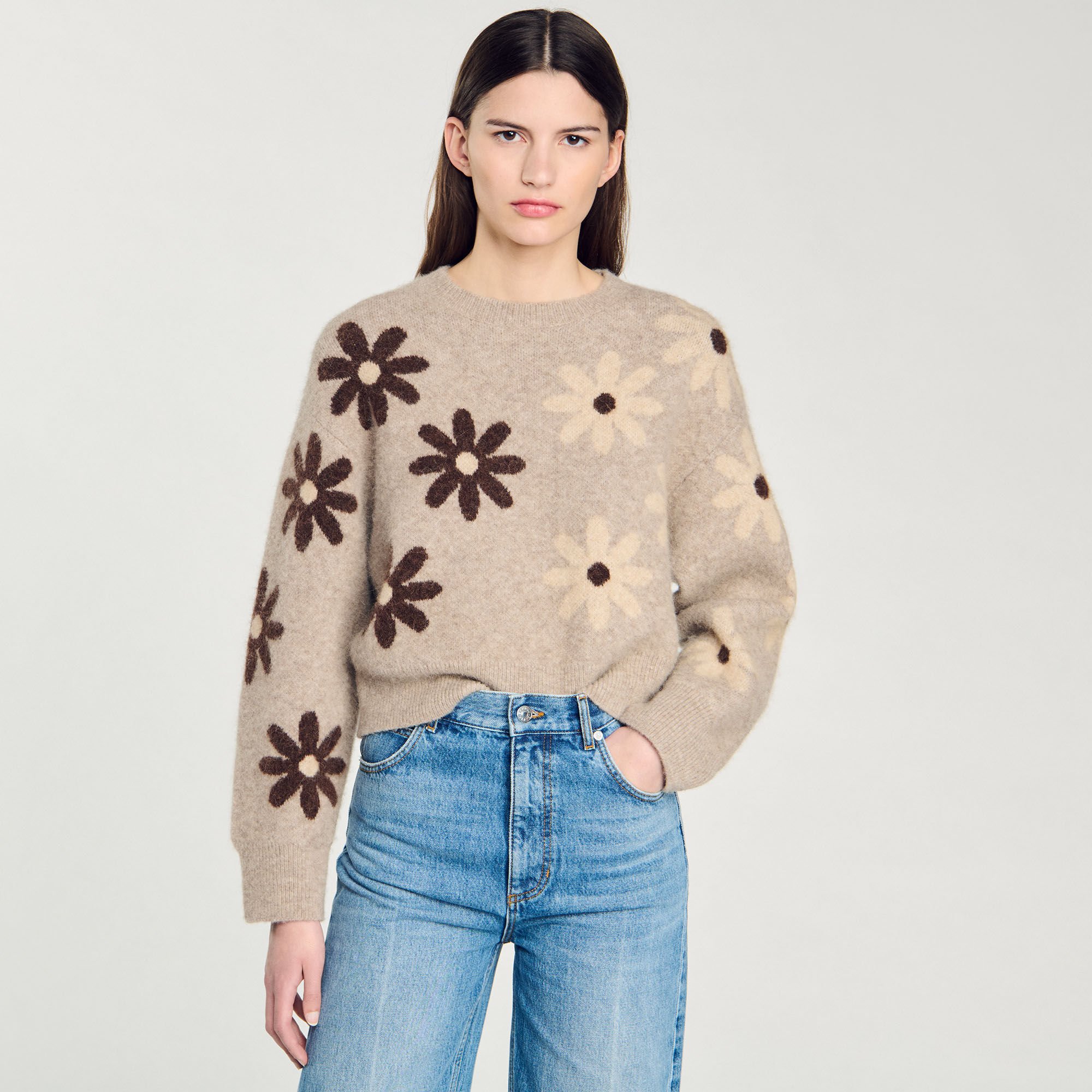 Floral knit sweater
