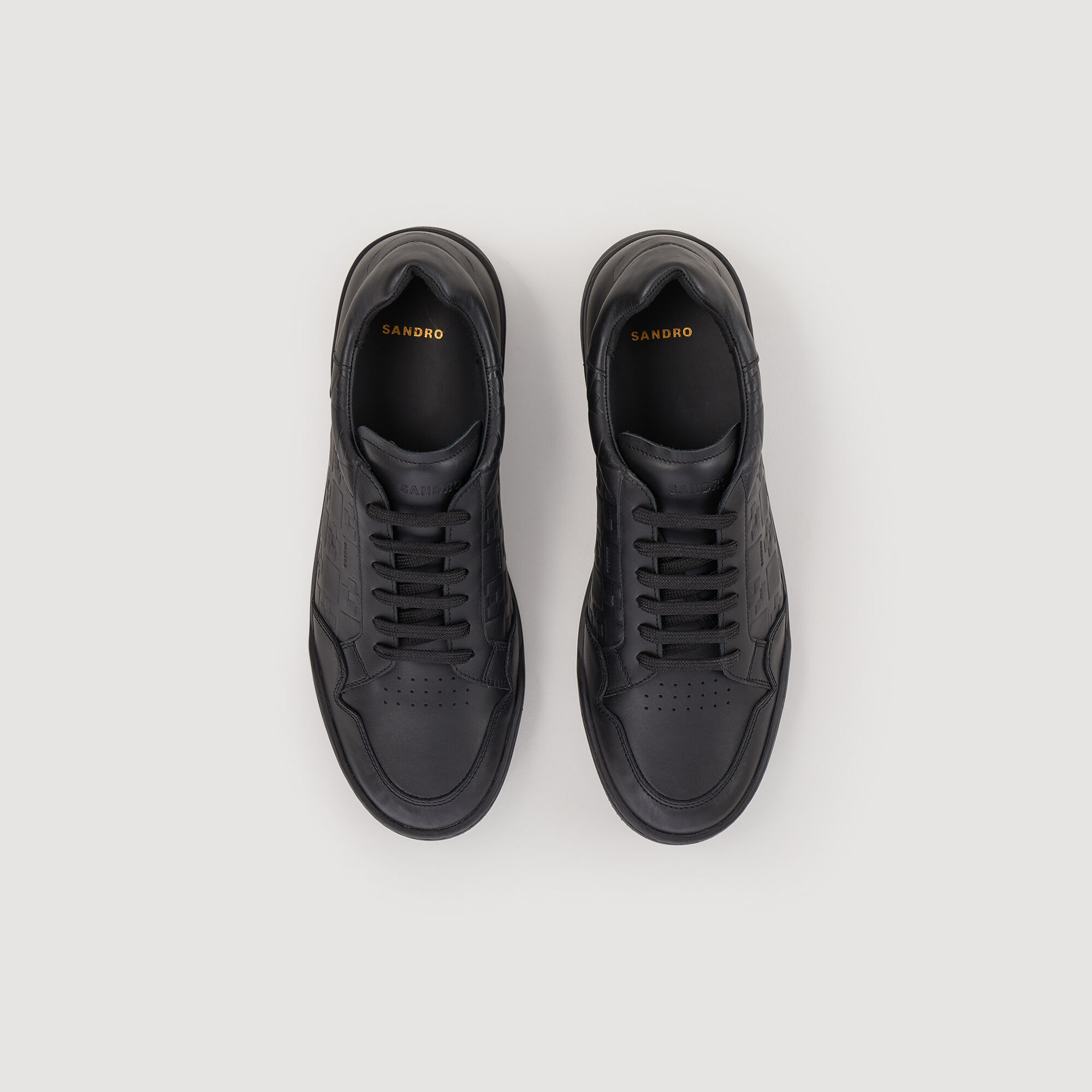 Embossed square cross leather sneakers