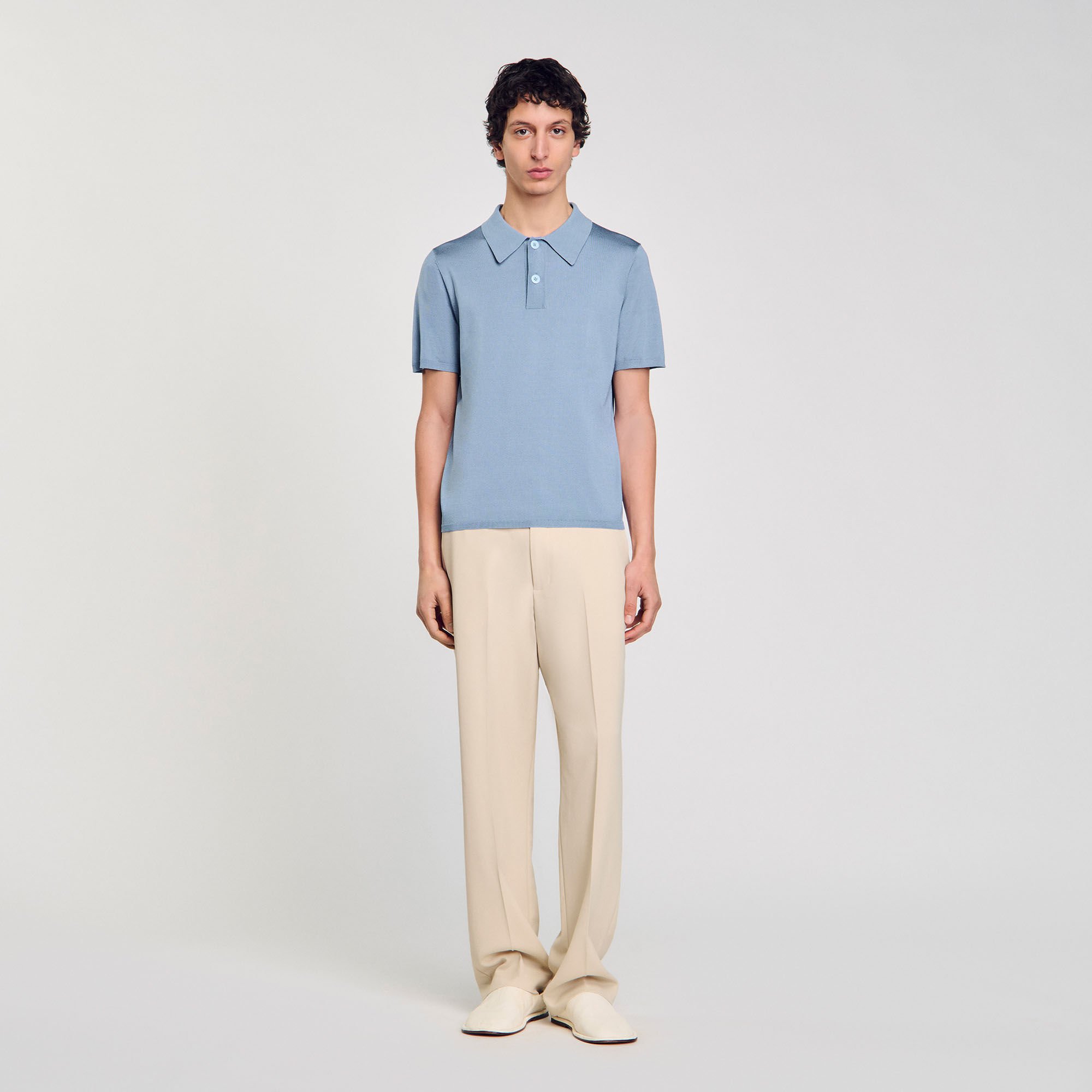 Short-sleeve knitted polo shirt