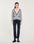 Sweater with contrasting deep V-neck