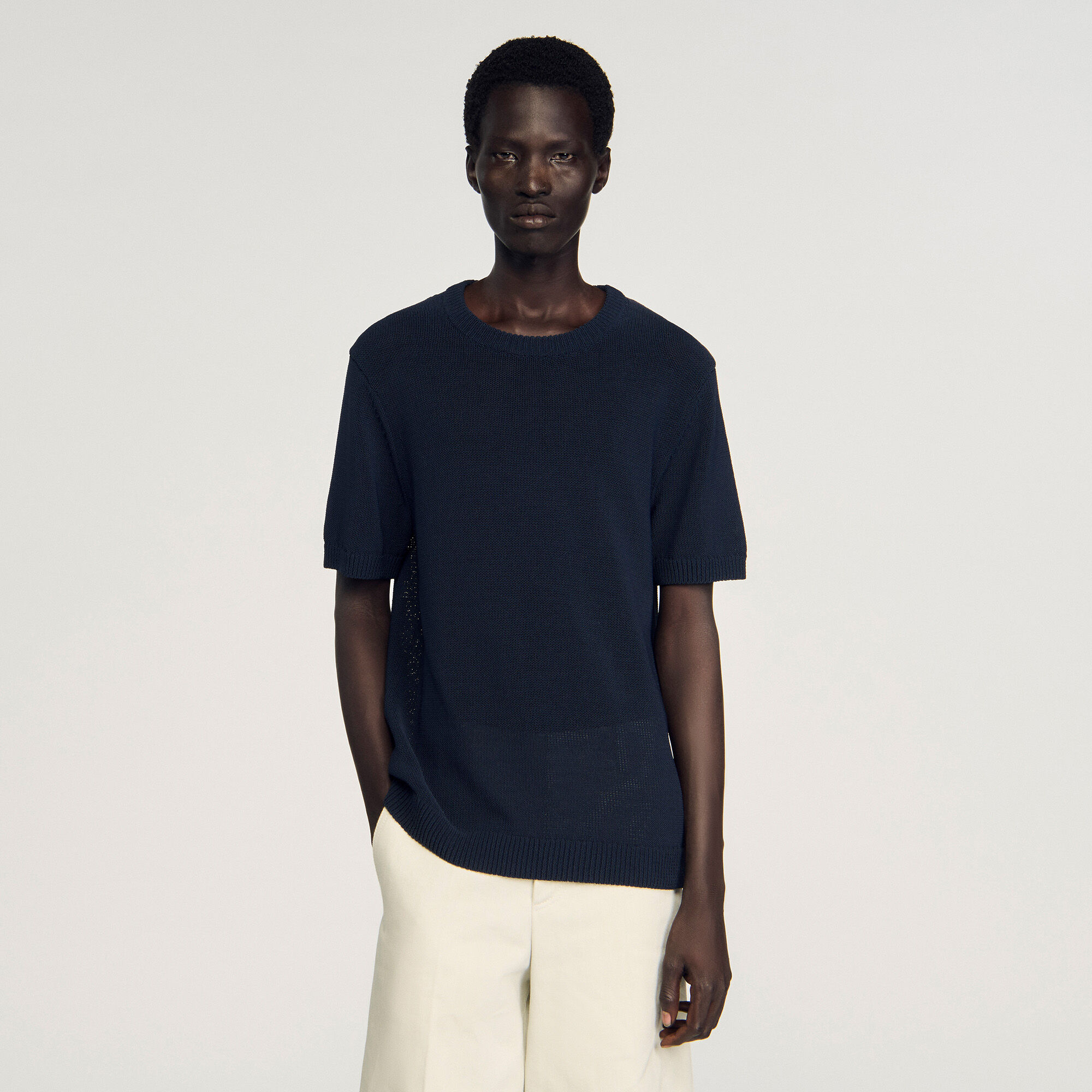 Fine knit T-shirt
