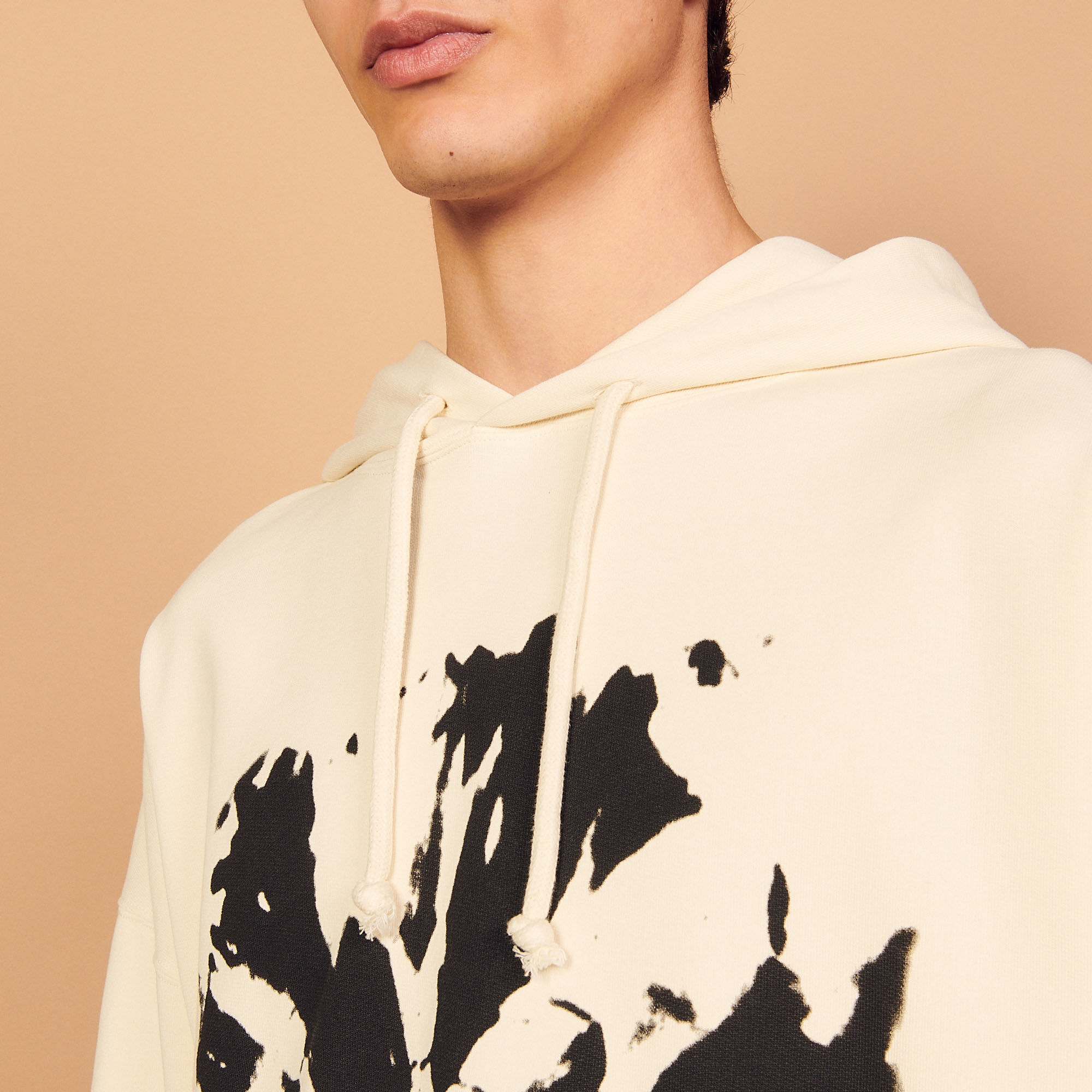 Tie dye hoodie white beige for Men Sandro Paris