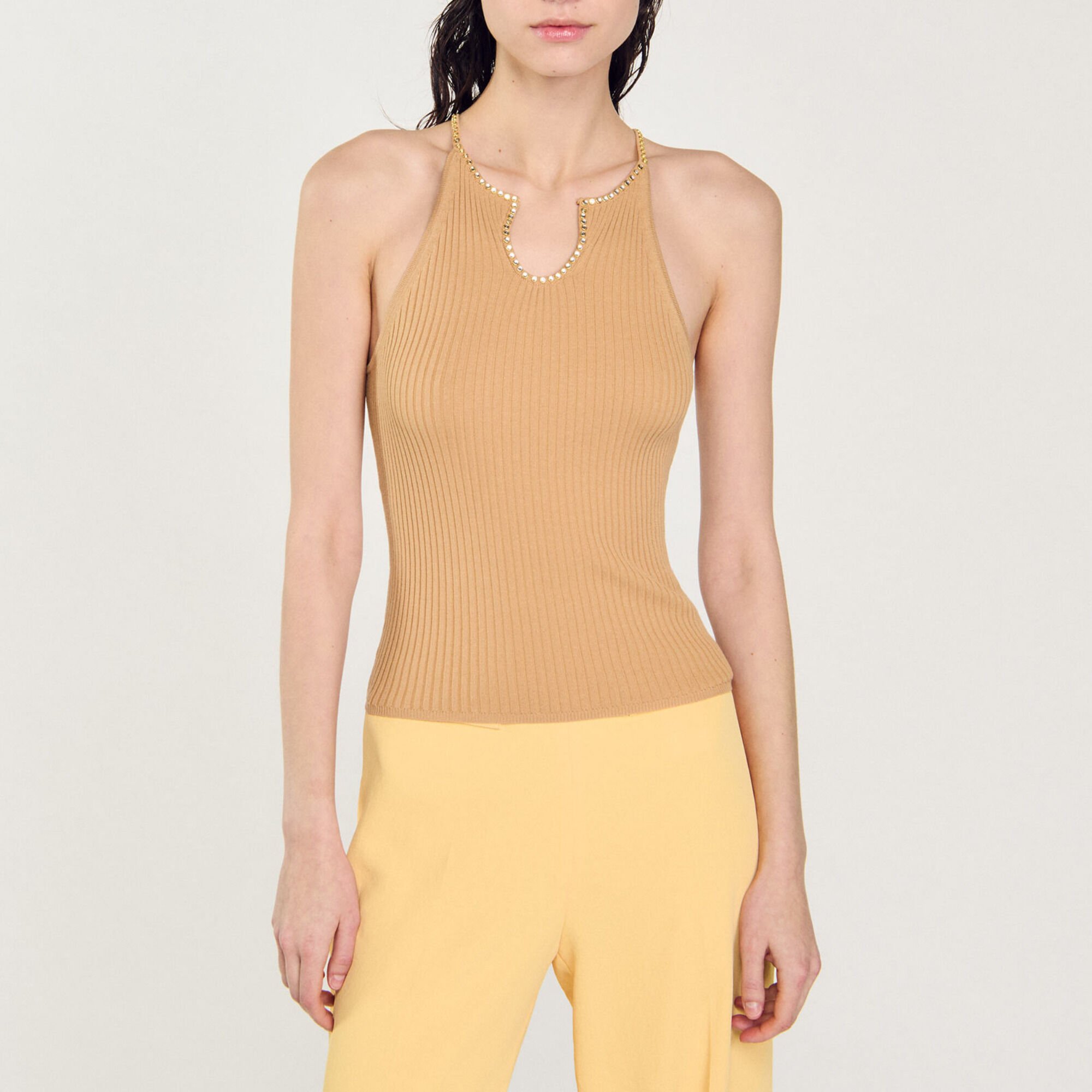 Vest top with rhinestones