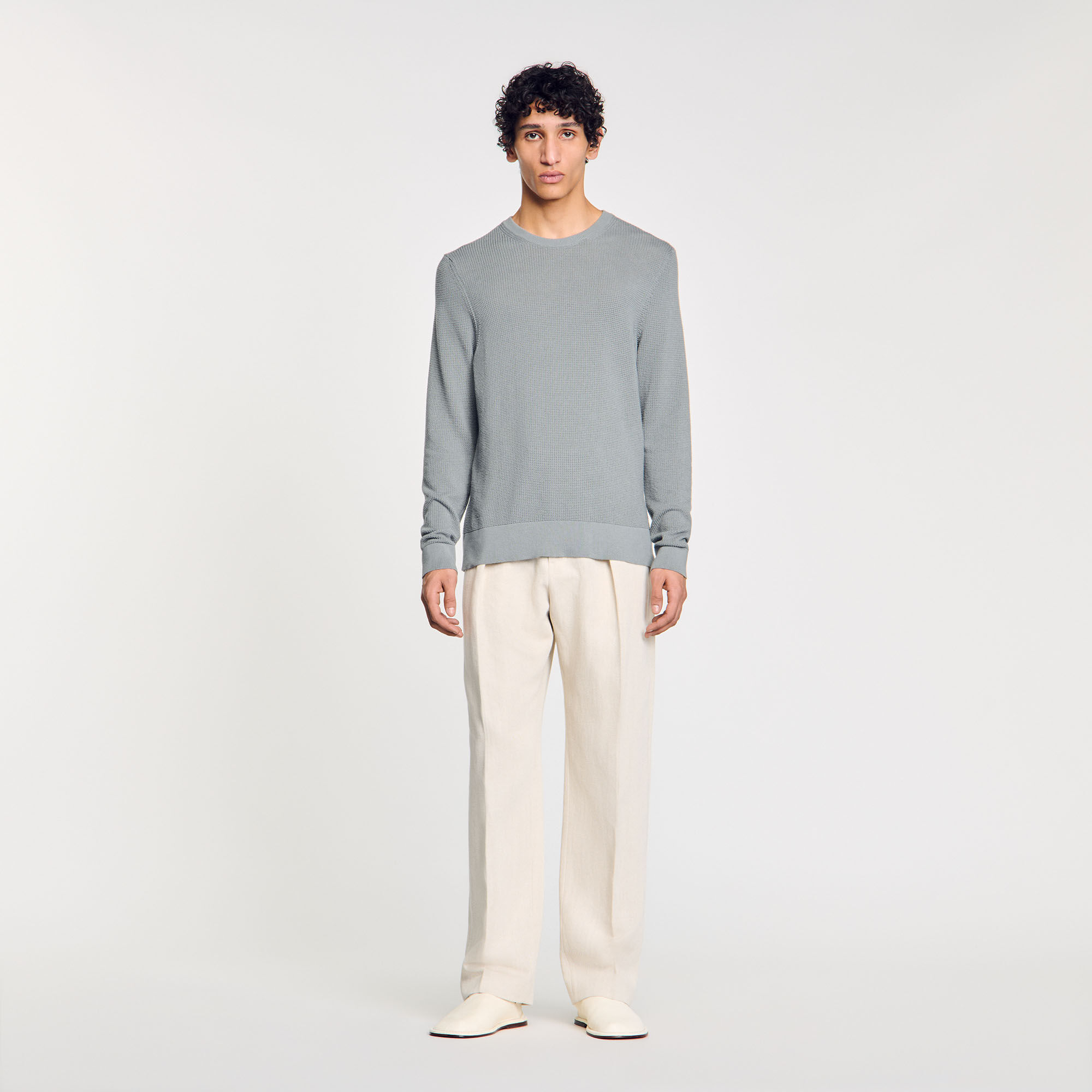 Textured knit sweater black / gray for Men | Sandro Paris