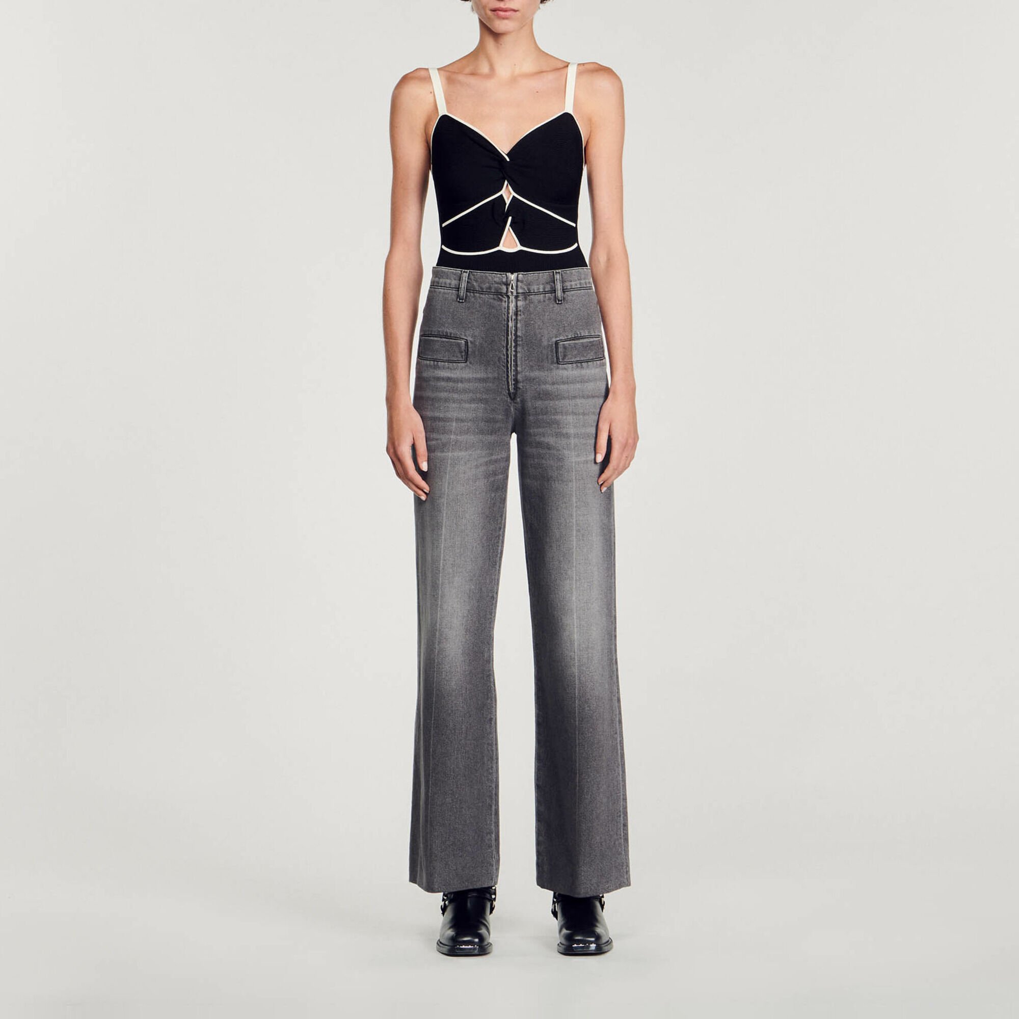 Two-tone knit bodysuit