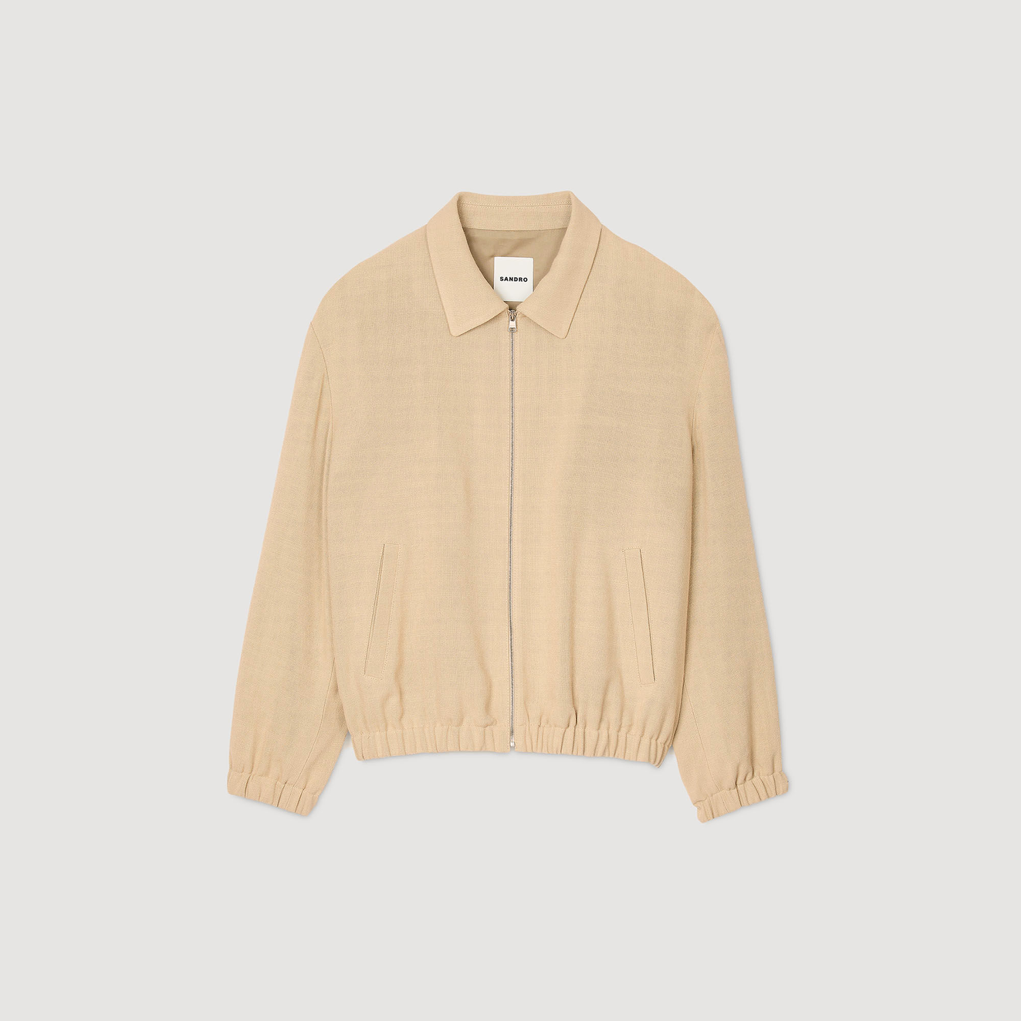 Zip-up jacket white / beige for Men | Sandro Paris