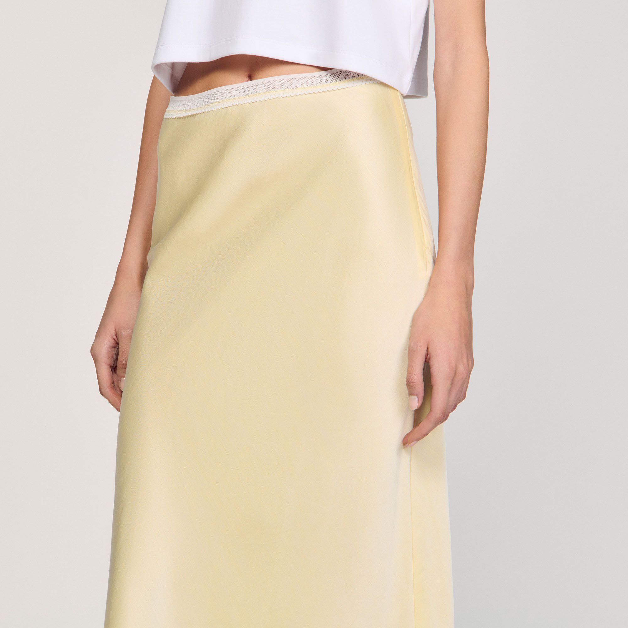 Long satin-effect skirt