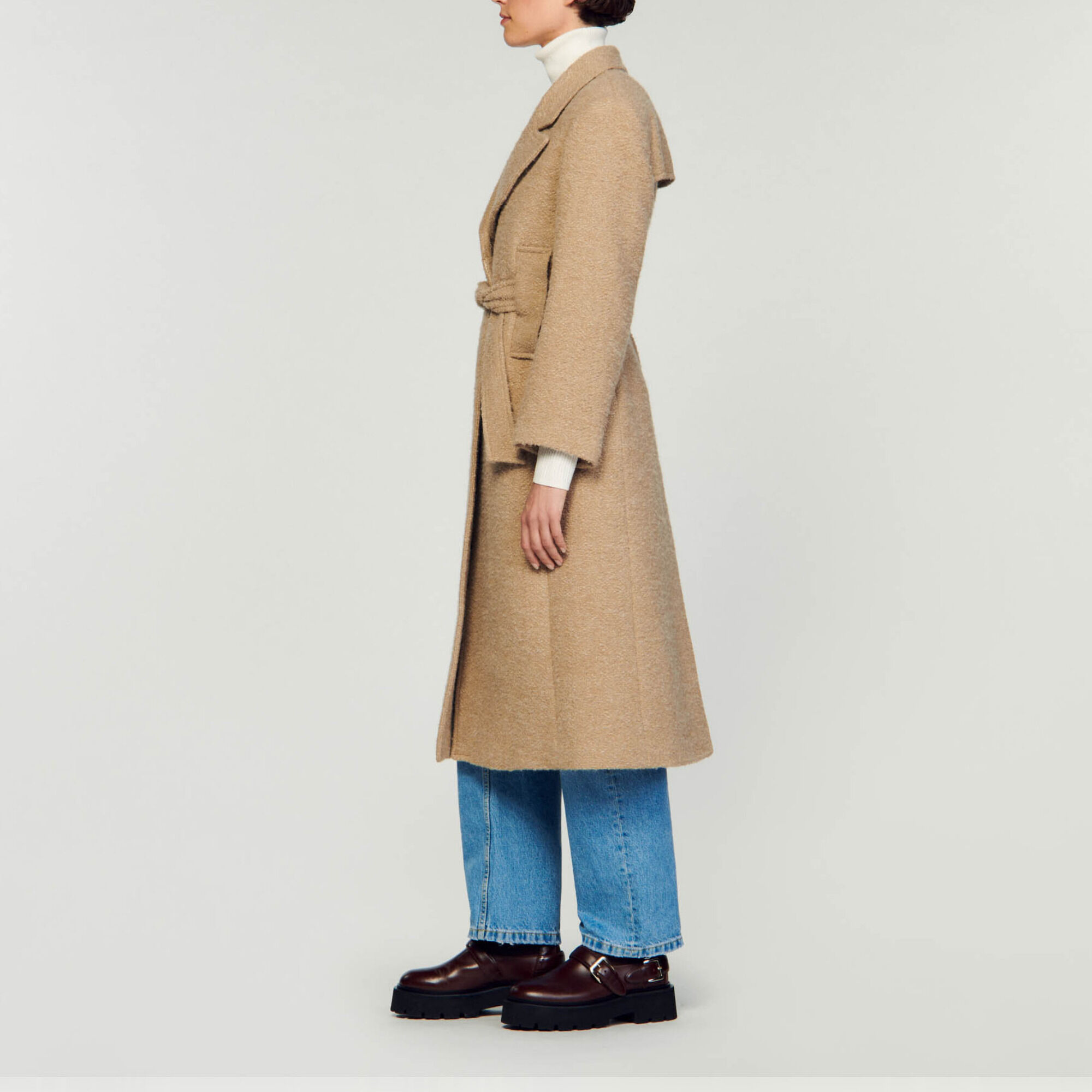 Long bouclé coat
