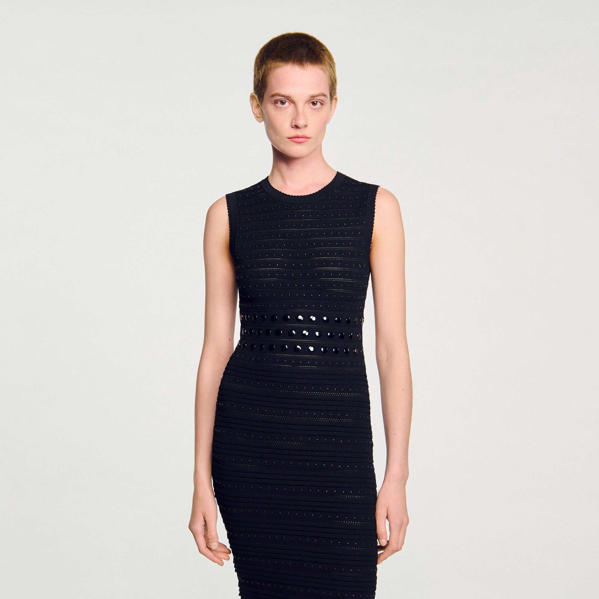 Knit midi dress with studs