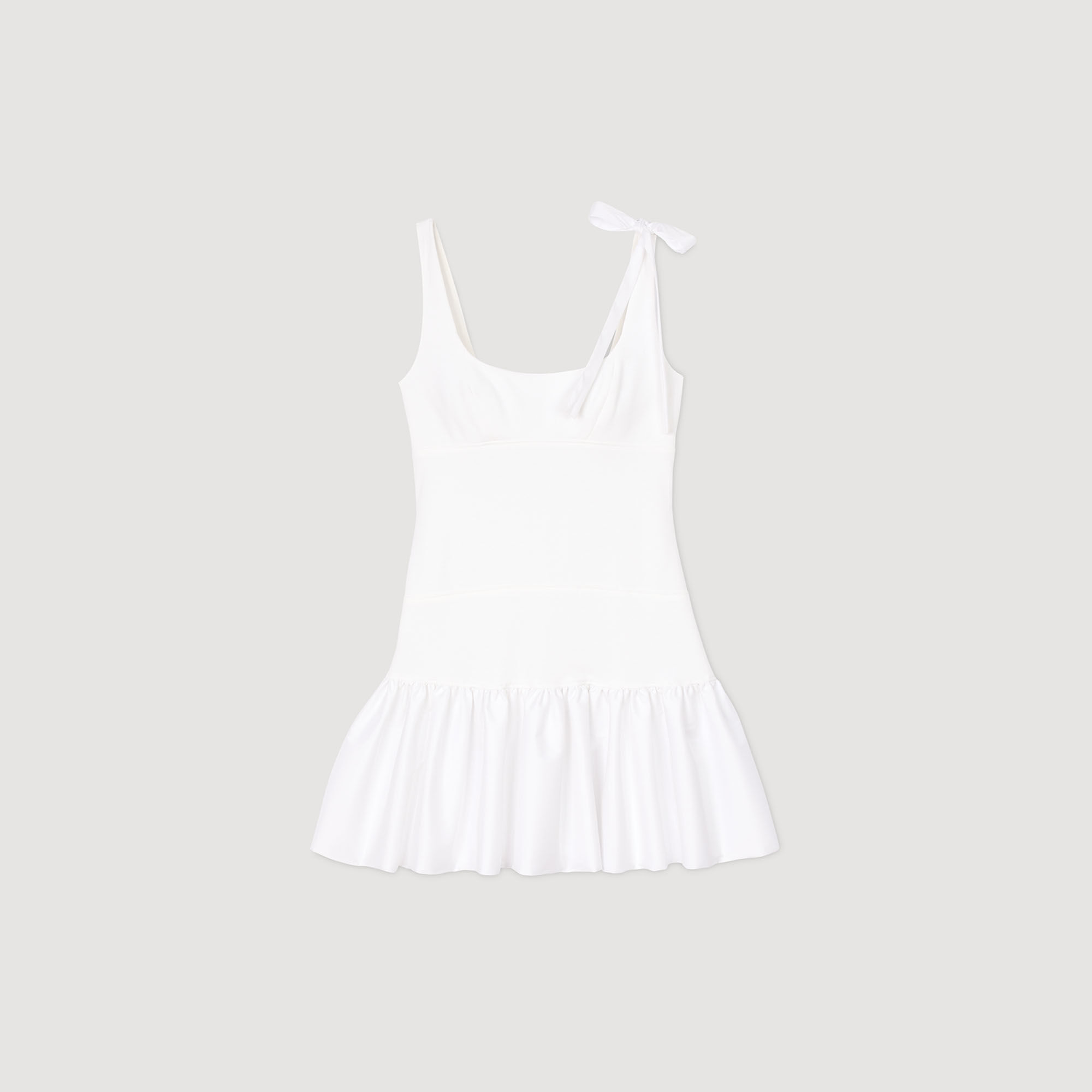 Dual-material mini dress white / beige For Women | Sandro Paris