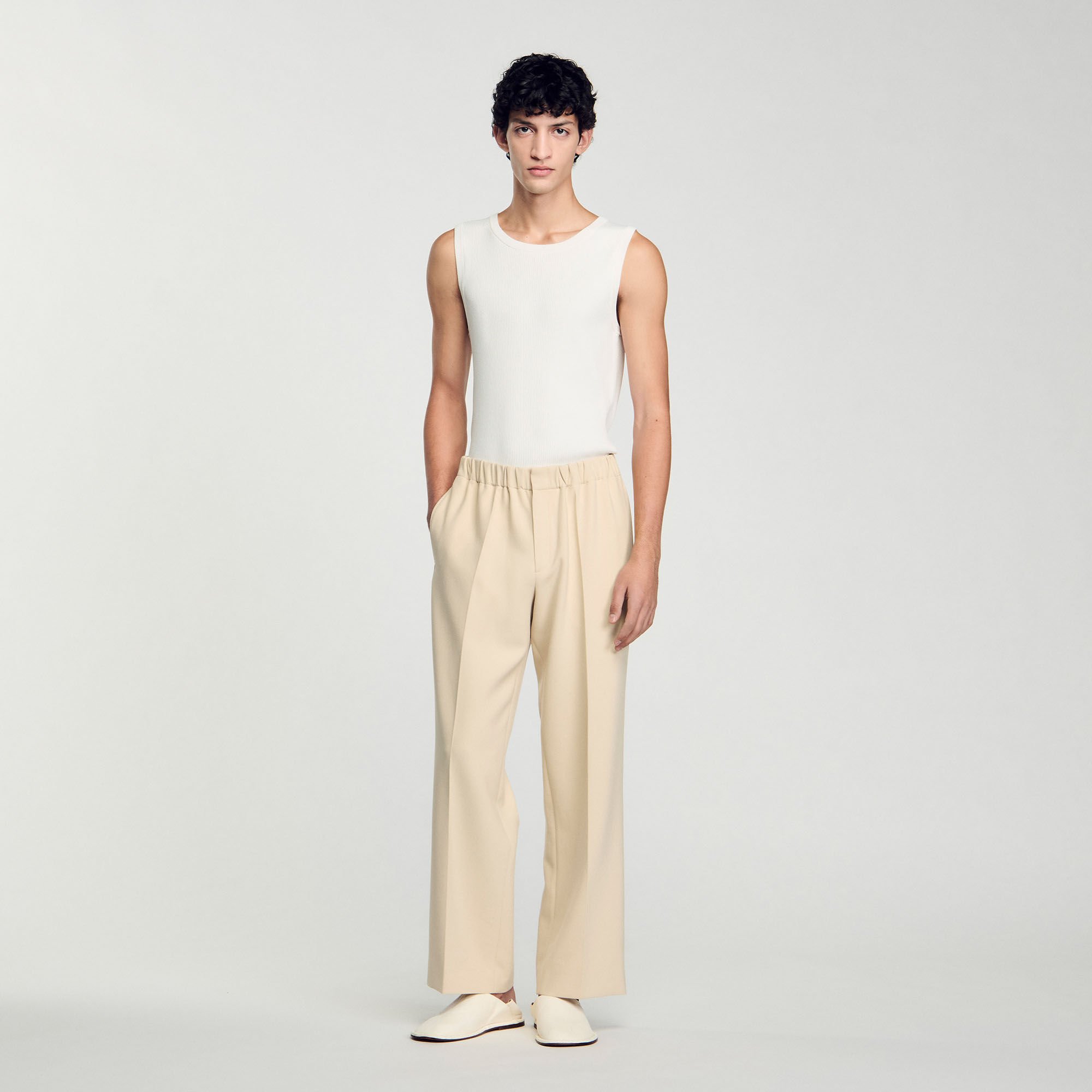 サンドロ　パンツ Wide-leg trousers white / beige for Men | Sandro Paris
