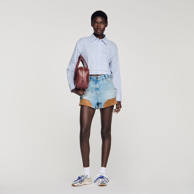 Cropped checked shirt