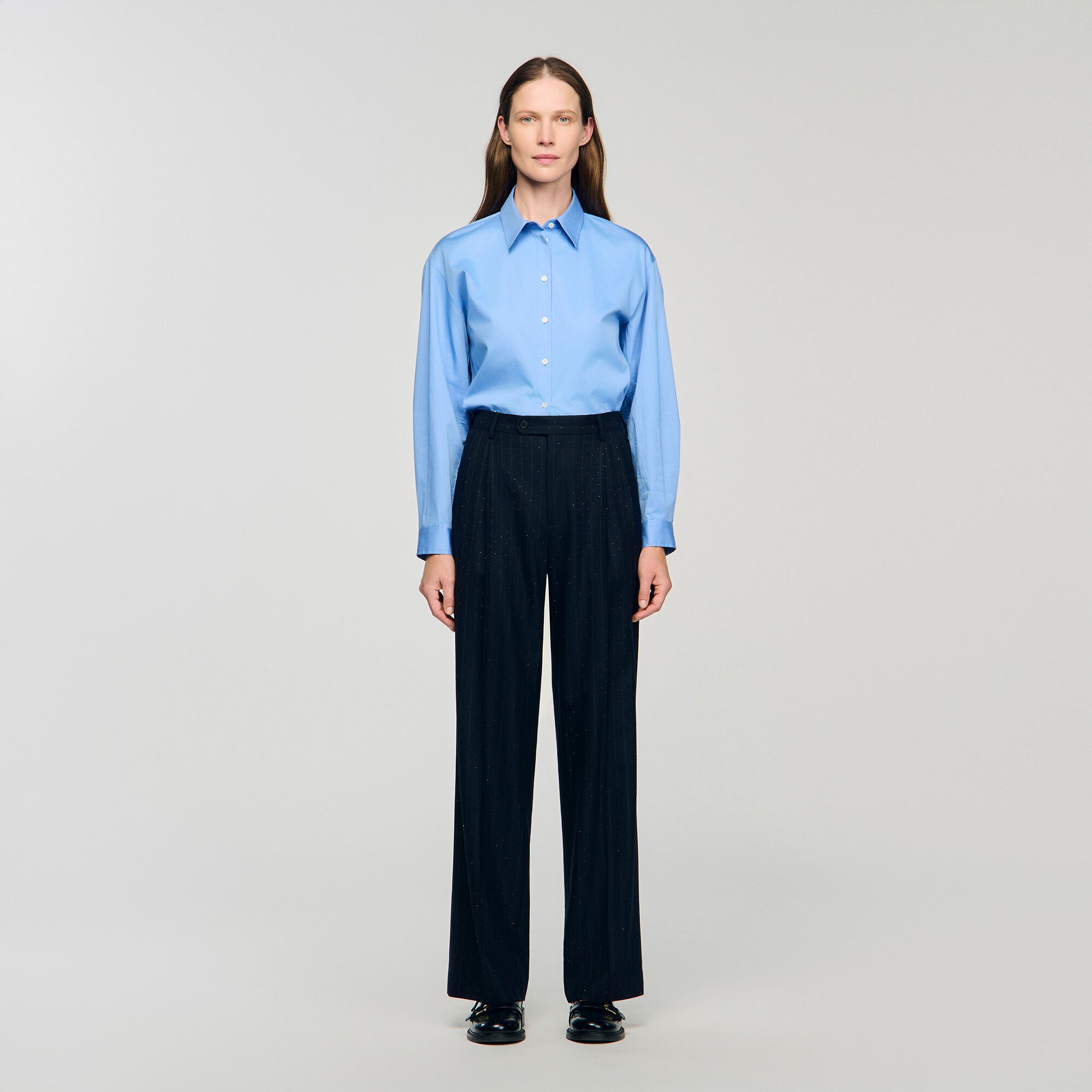 Rhinestone striped trousers