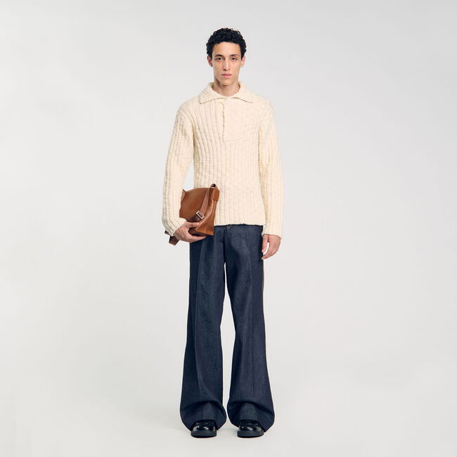 Chunky knit polo neck sweater