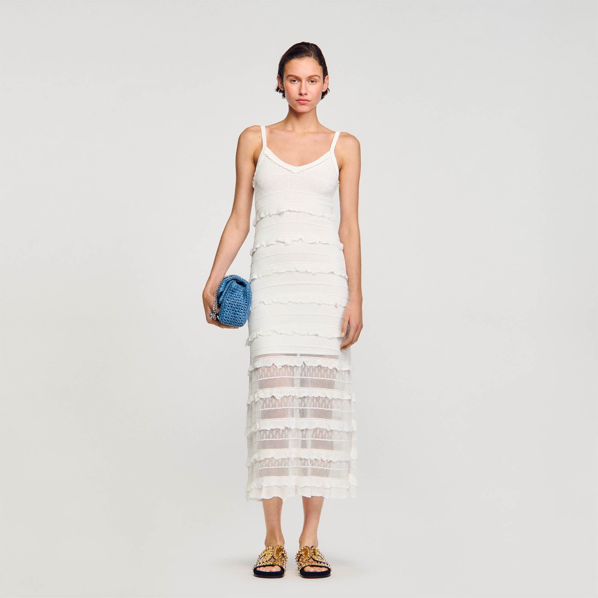 Knit maxi dress Natural | Sandro Paris