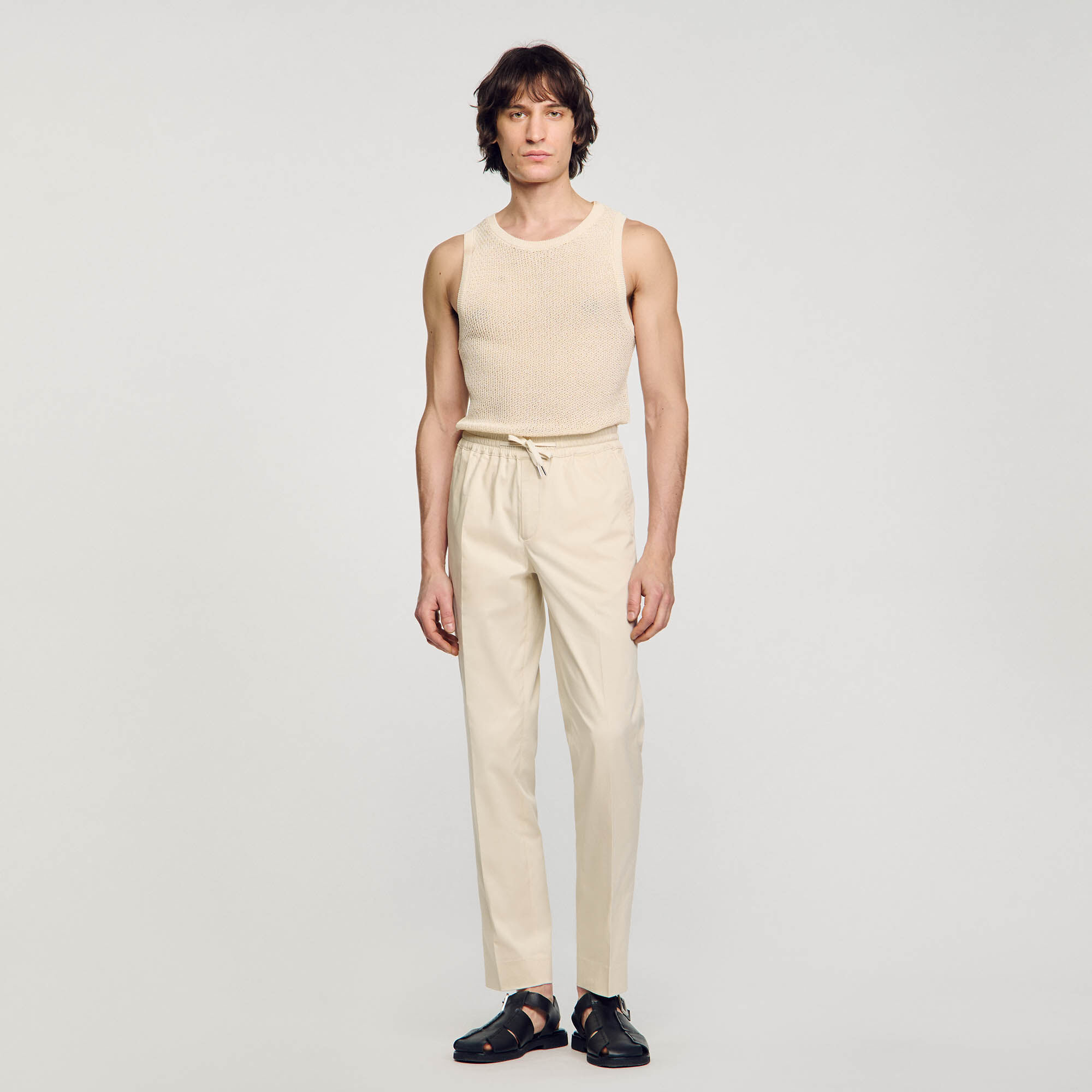 Elasticated straight-leg pants