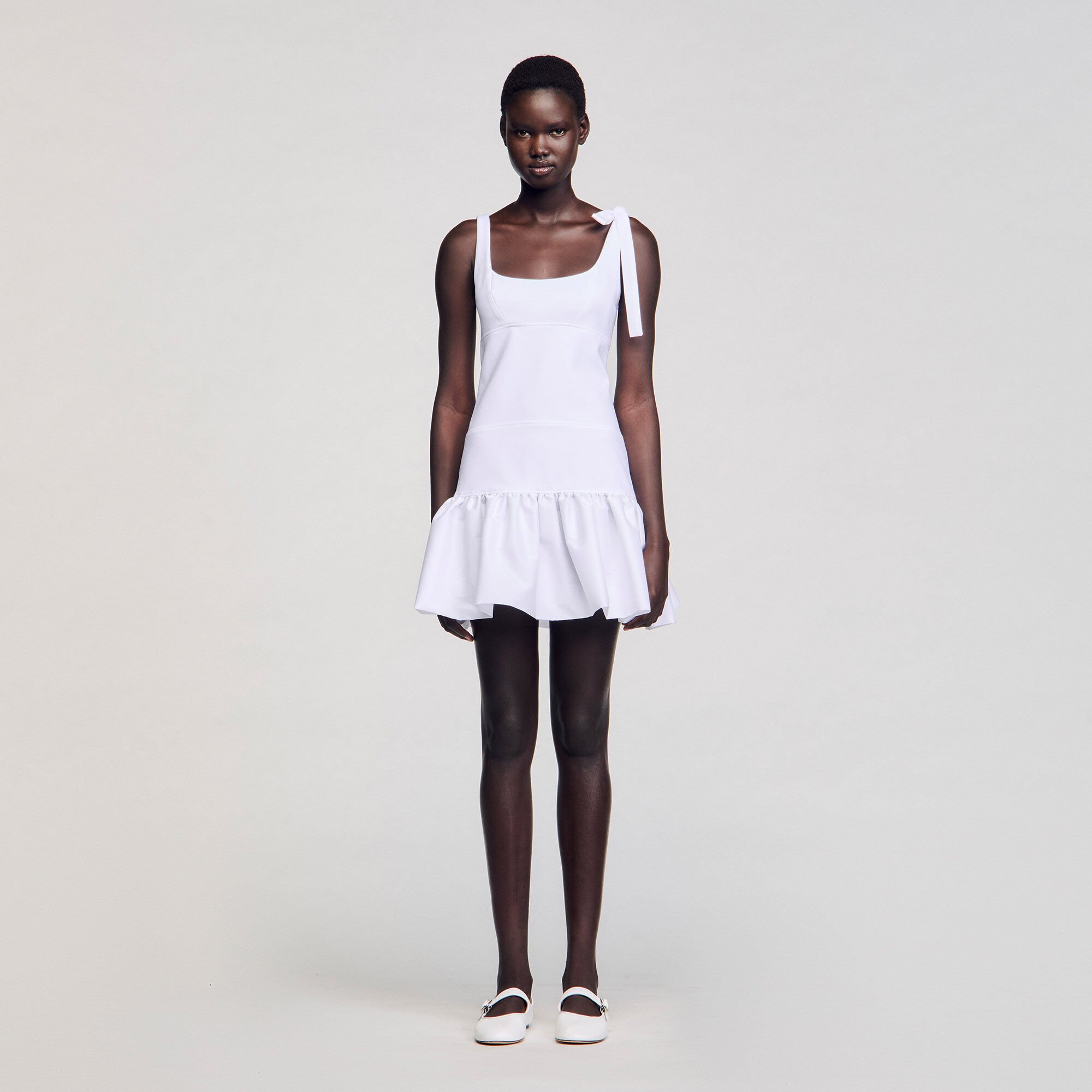 Dual-material mini dress