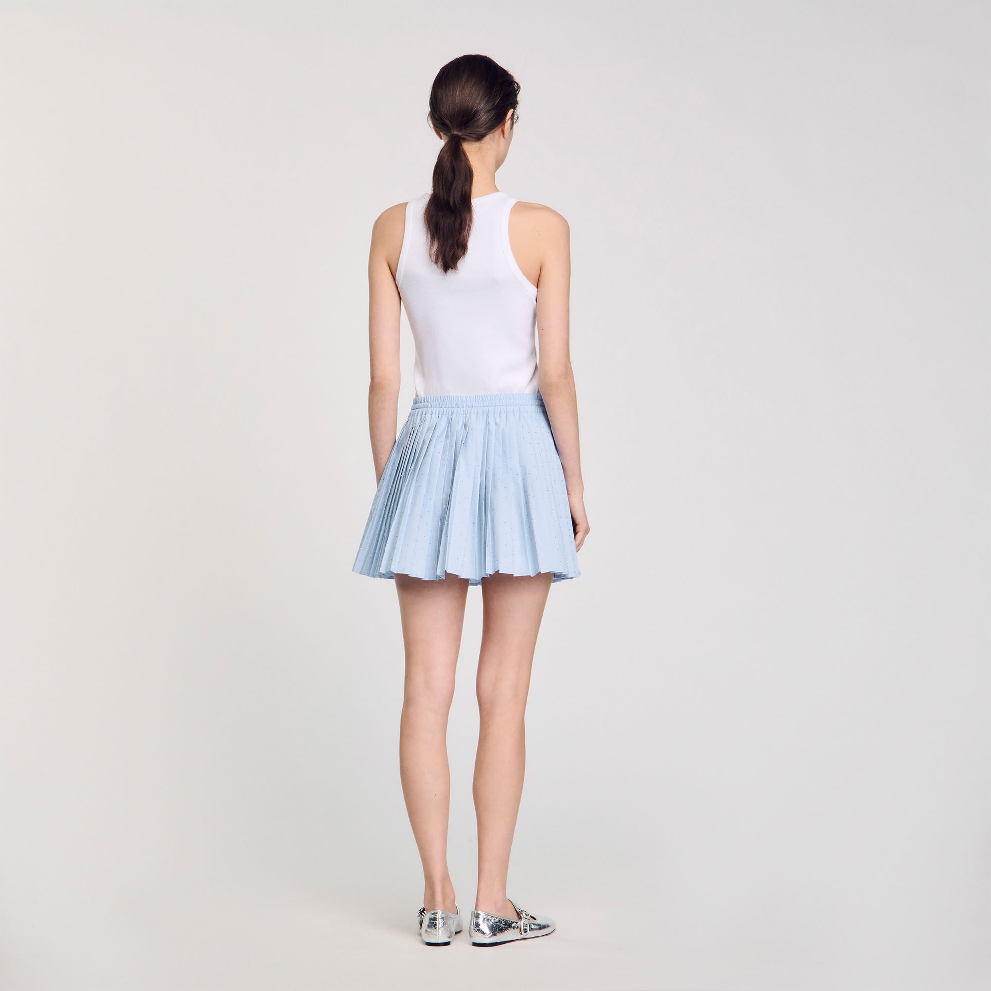 Short pleated rhinestone skirt
