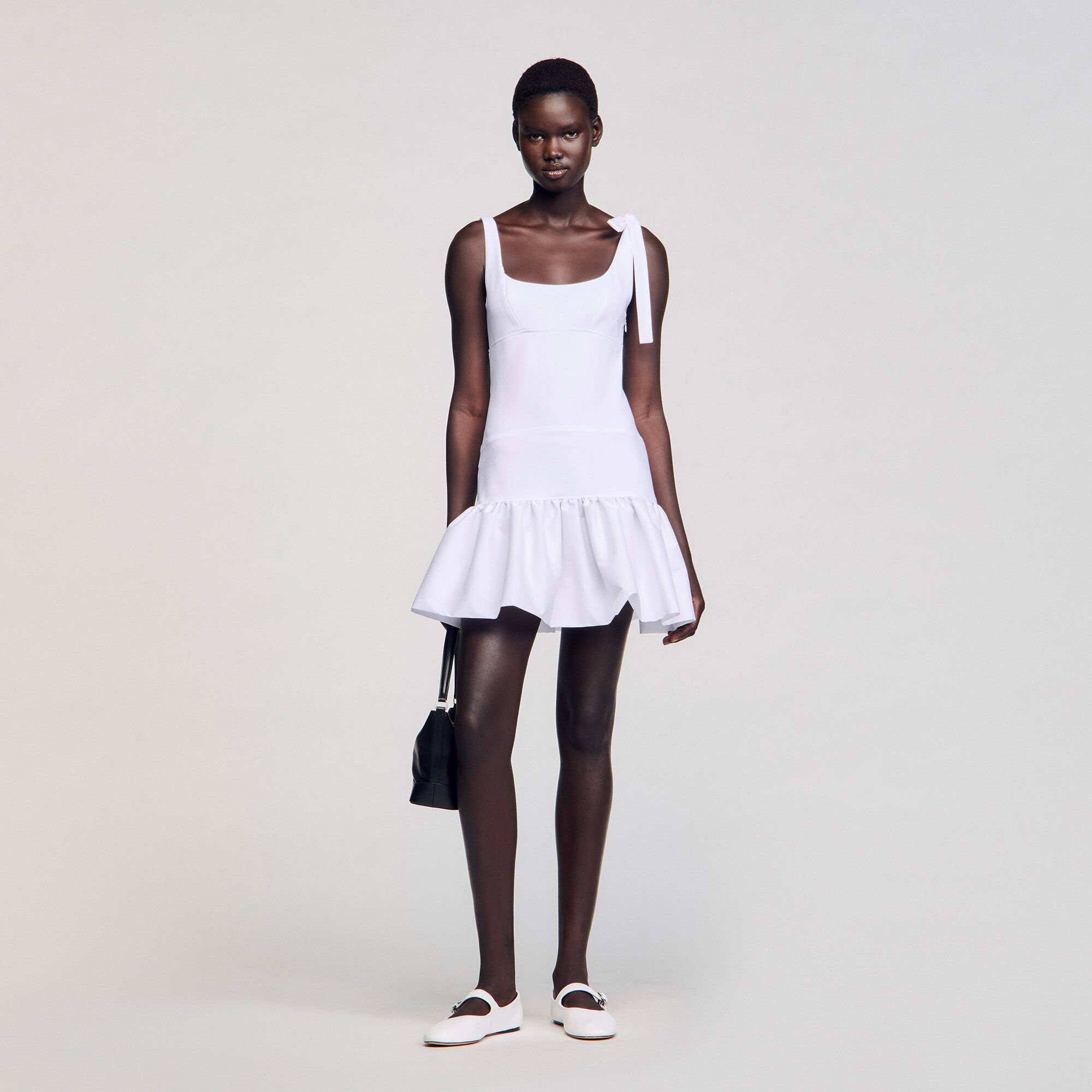 Dual-material mini dress