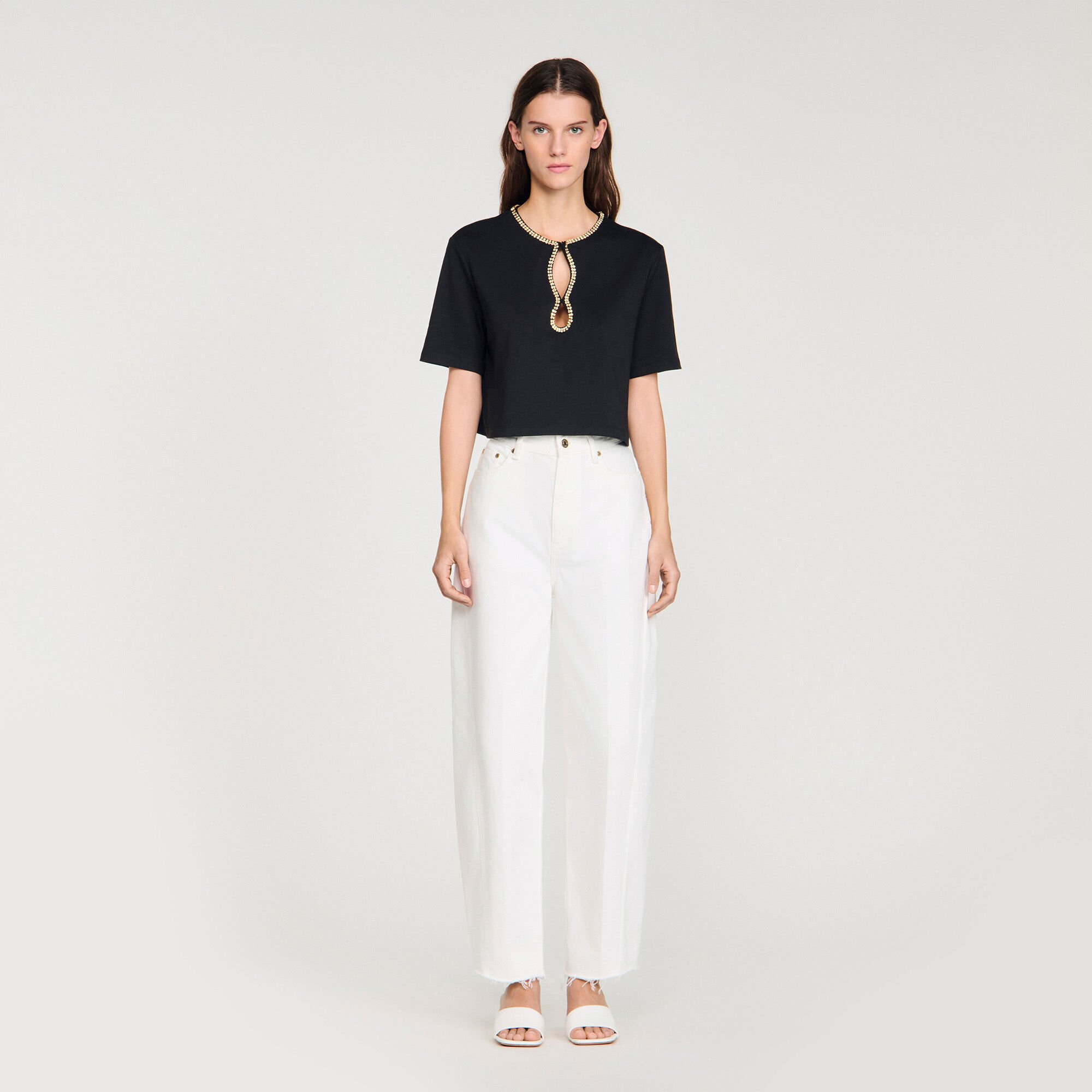 Rhinestone cropped T-shirt