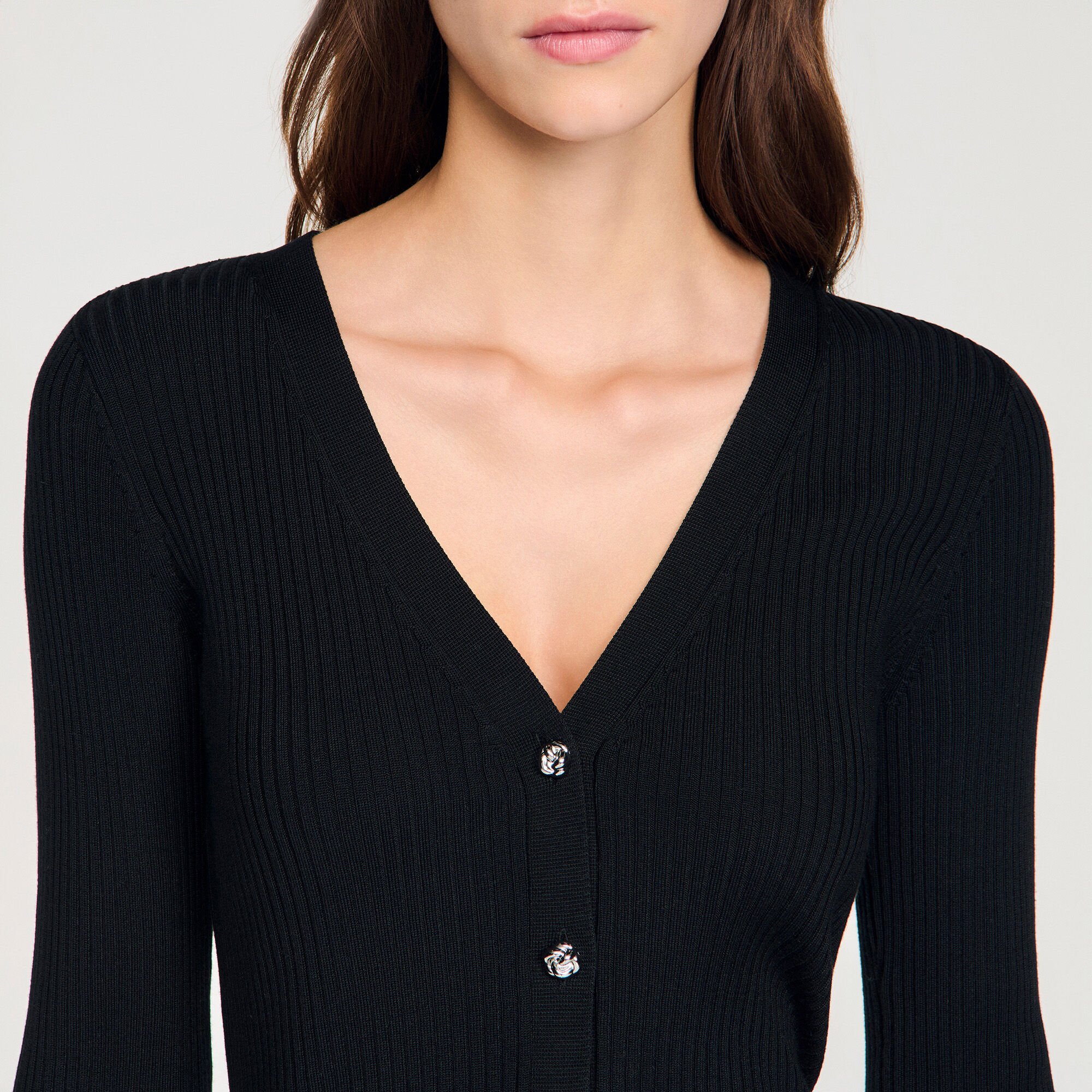 Ribbed cardigan with fancy buttons