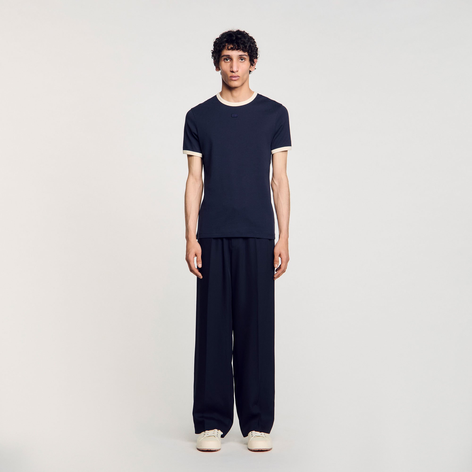Two-tone patch T-shirt