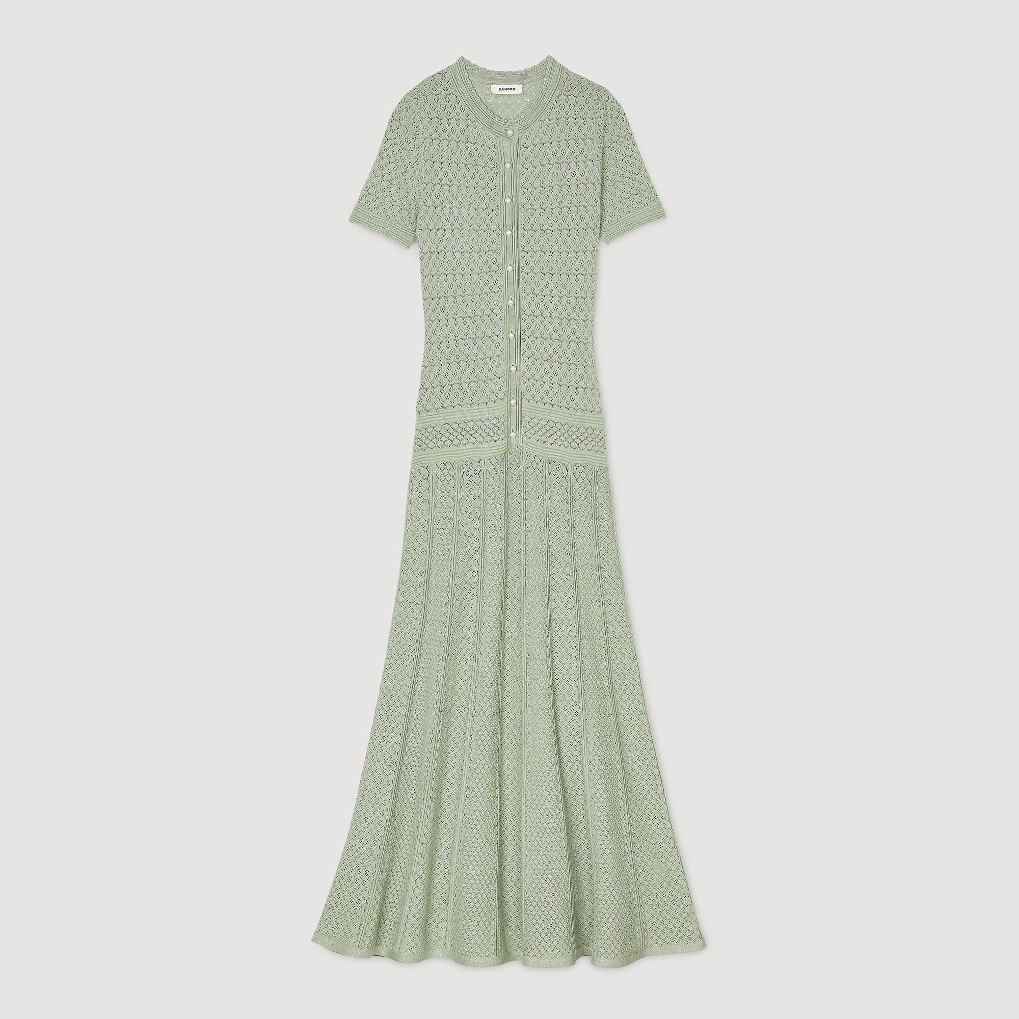 Knit maxi dress green For Women | Sandro Paris