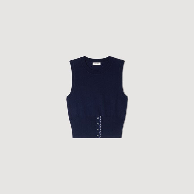 Cropped striped wool-cashmere sweater