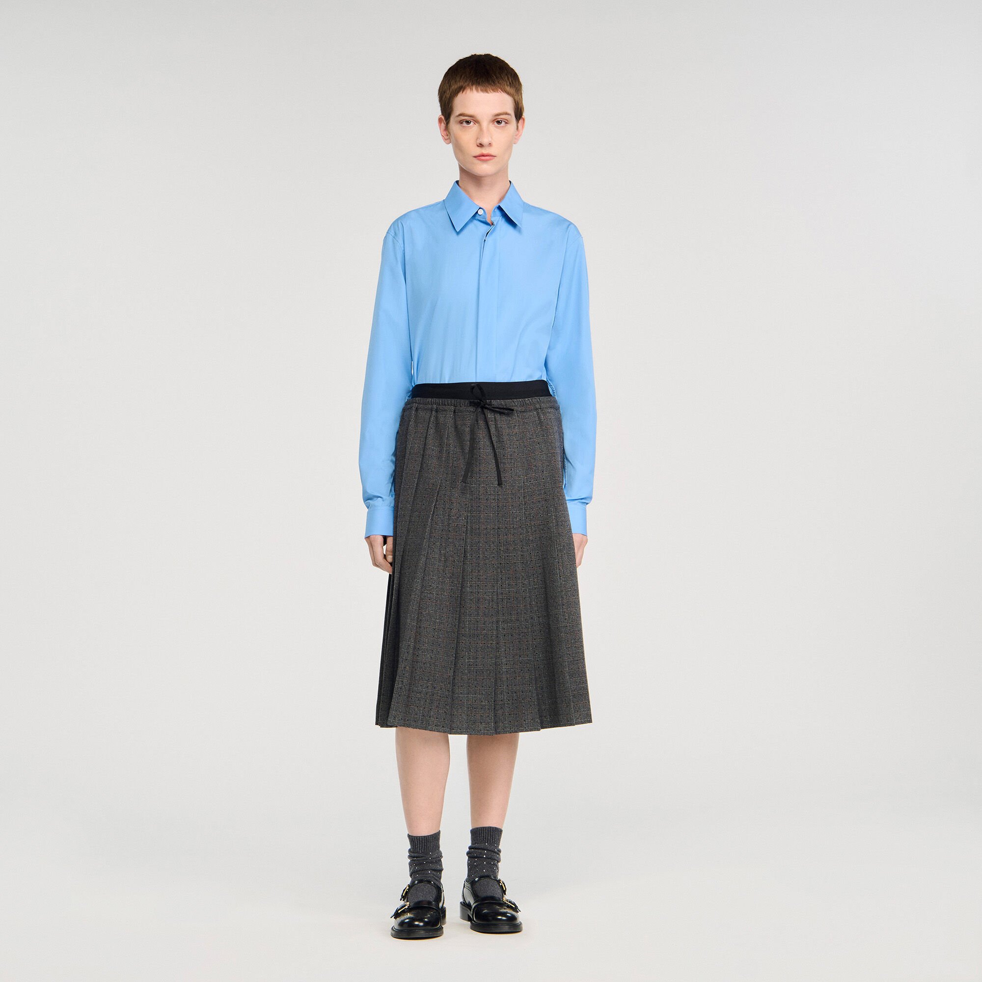 Long pleated rhinestone skirt