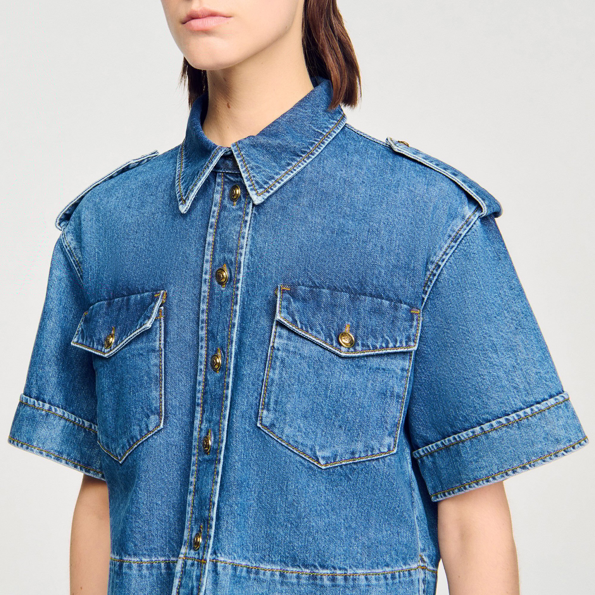 Cropped denim shirt