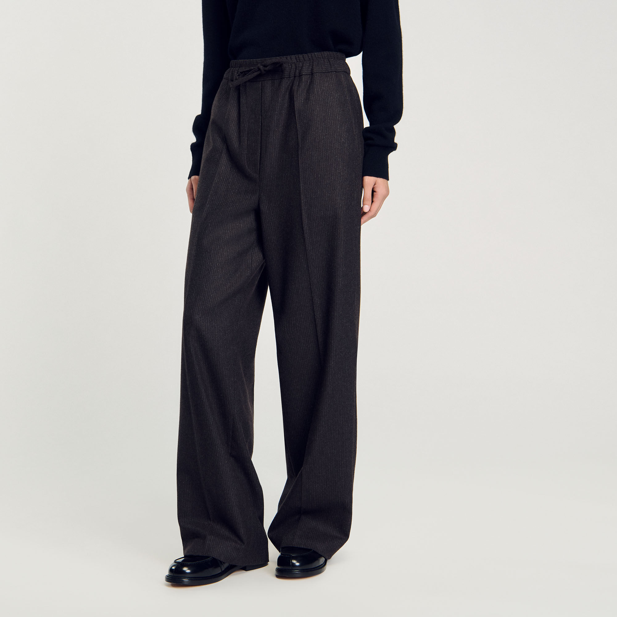 Striped trousers brown For Women | Sandro Paris