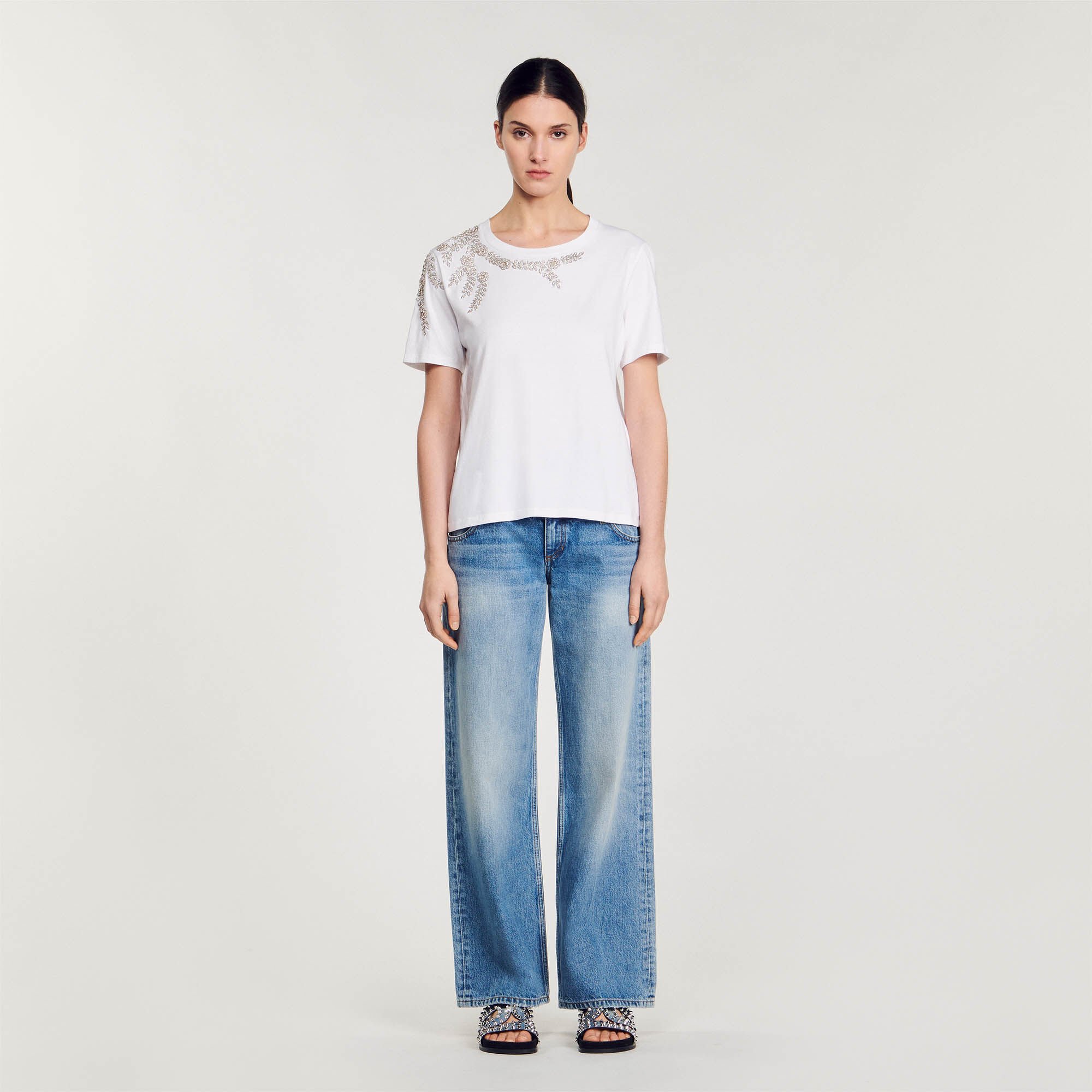 Rhinestone-embellished T-shirt