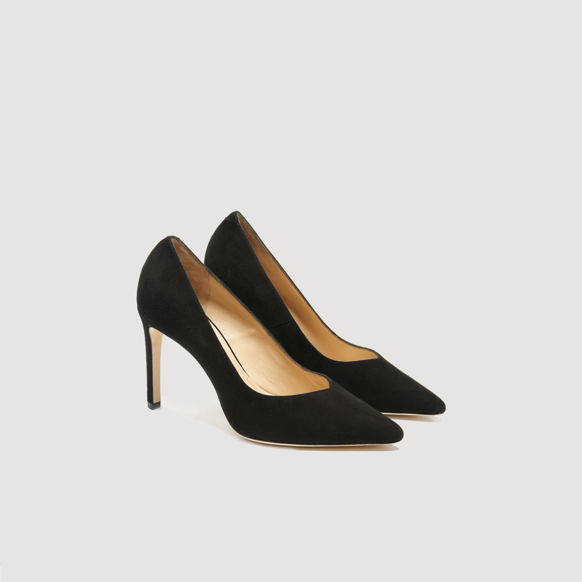 V cut pumps Black Gray Sandro Paris