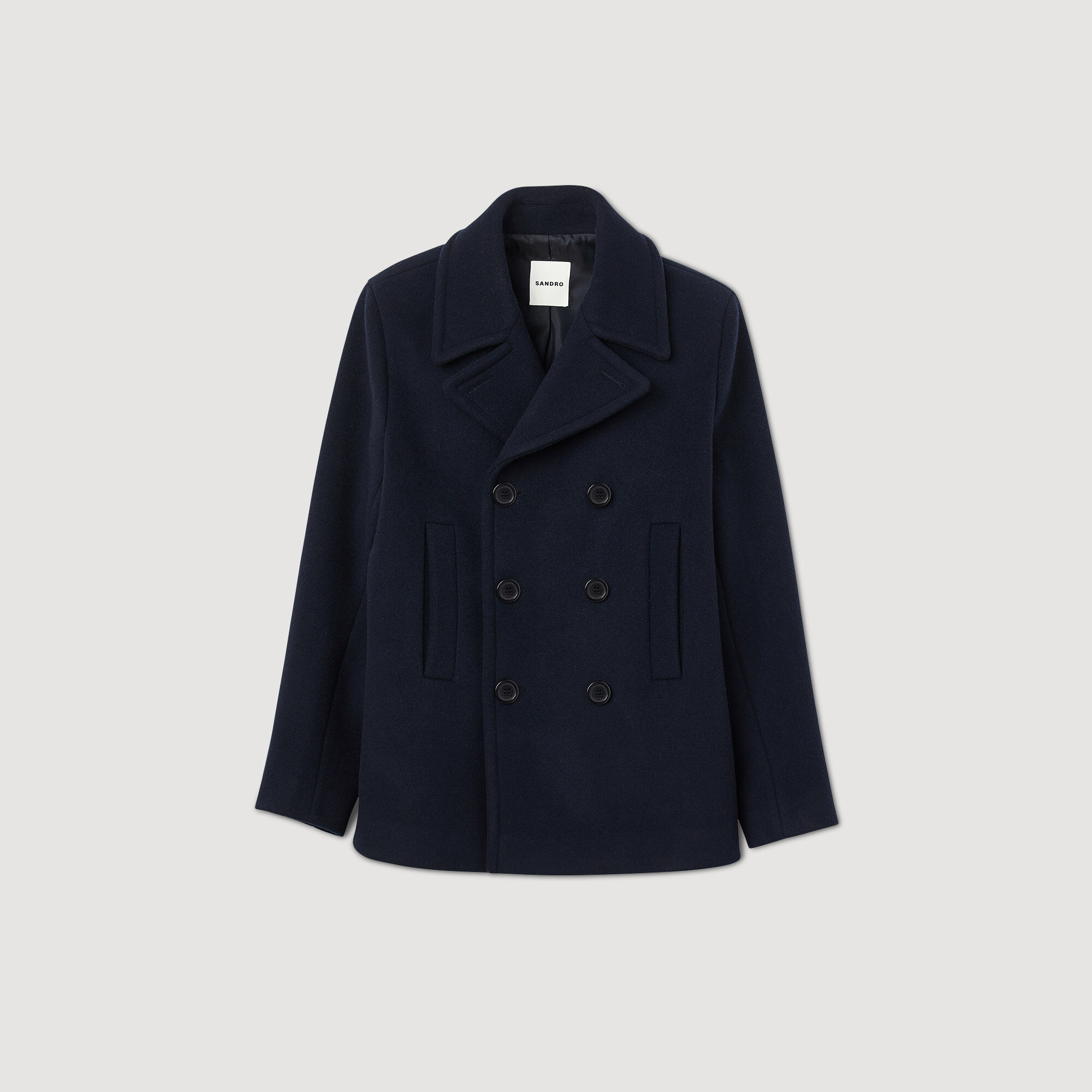 Wool pea coat blue for Men | Sandro Paris Wool pea coat blue for Men | Sandro Paris