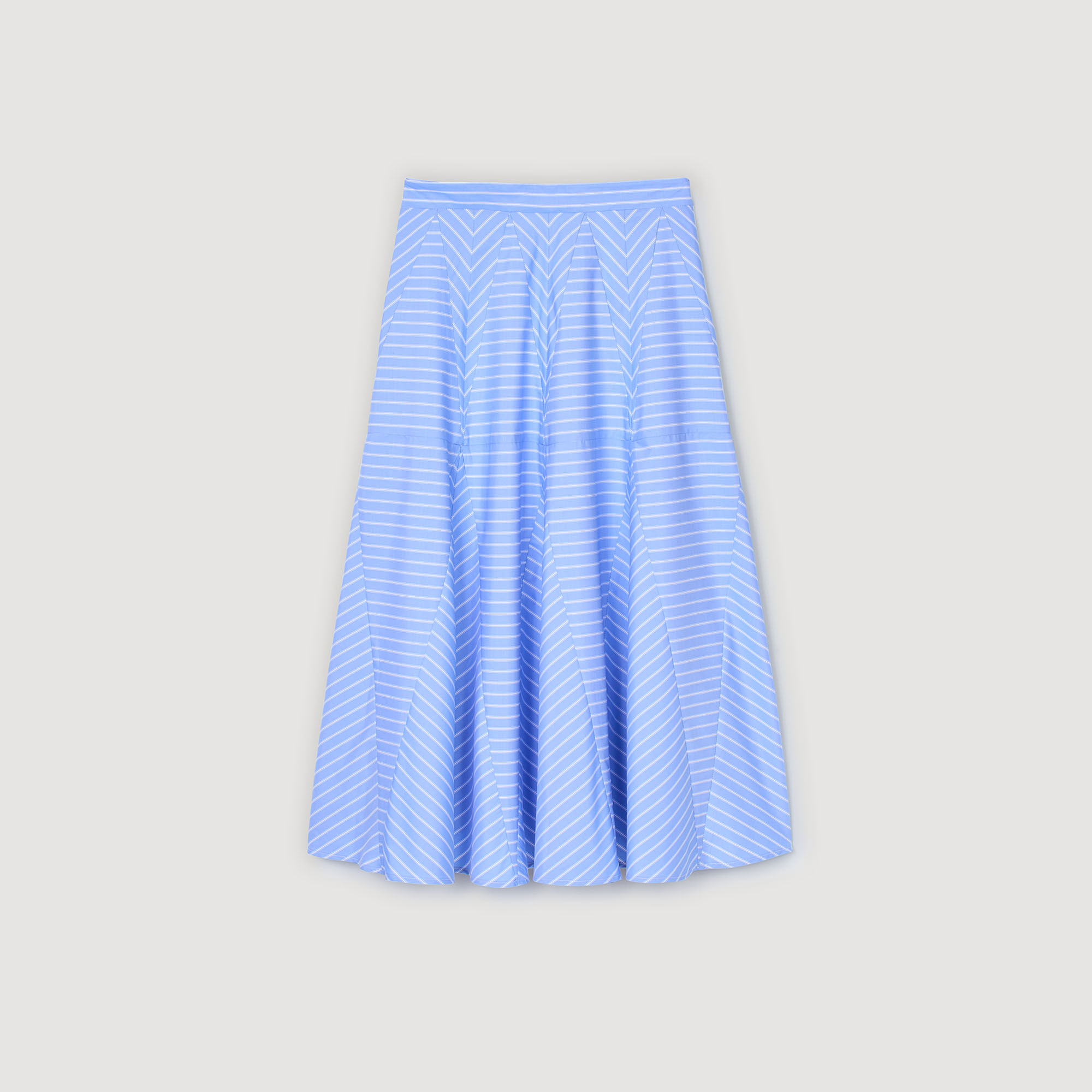 【海外限定】Sandroコットンスカート☆Stripe-Print Pleated Str Maxi striped skirt blue For Women | Sandro Paris