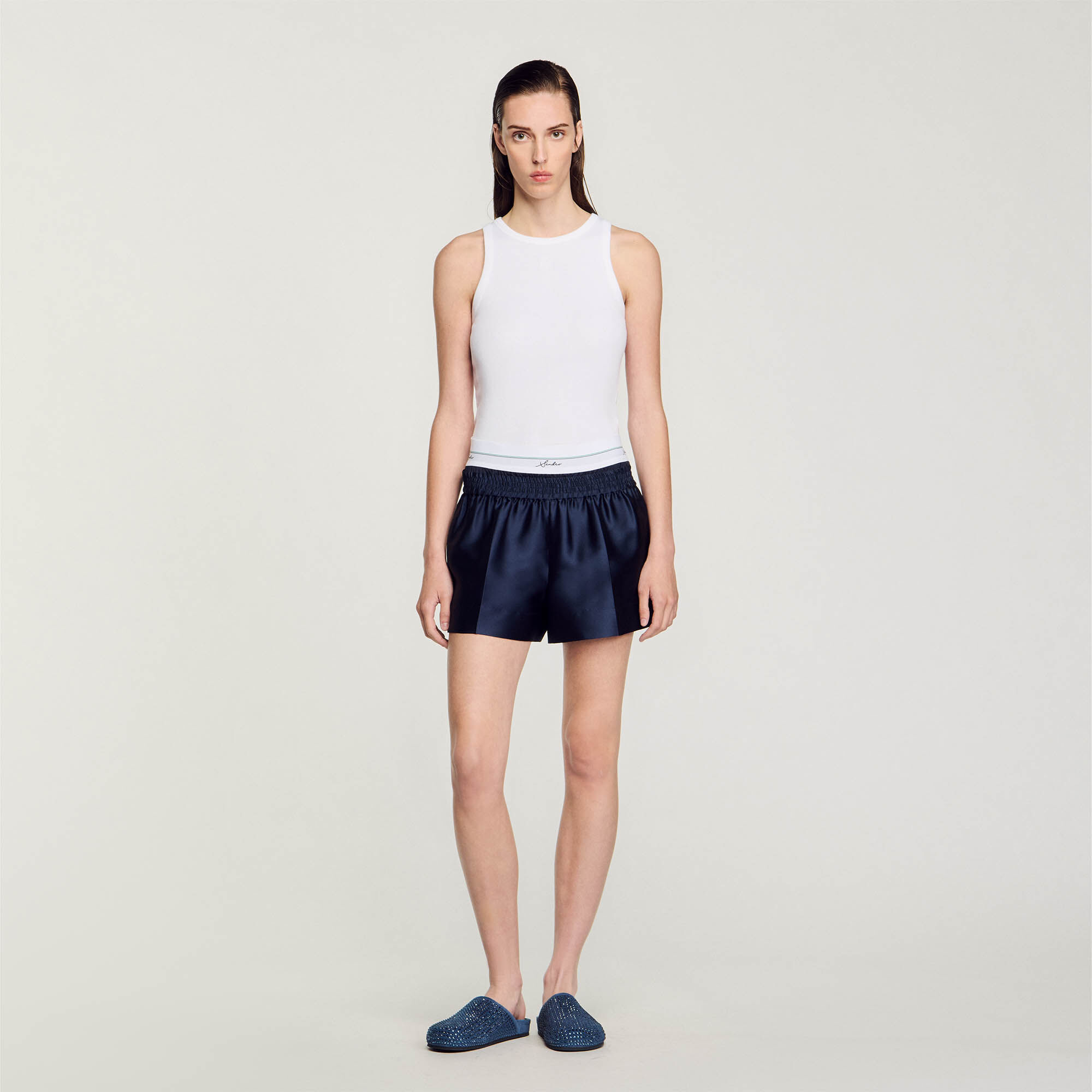 Satin Shorts With Double Waistband