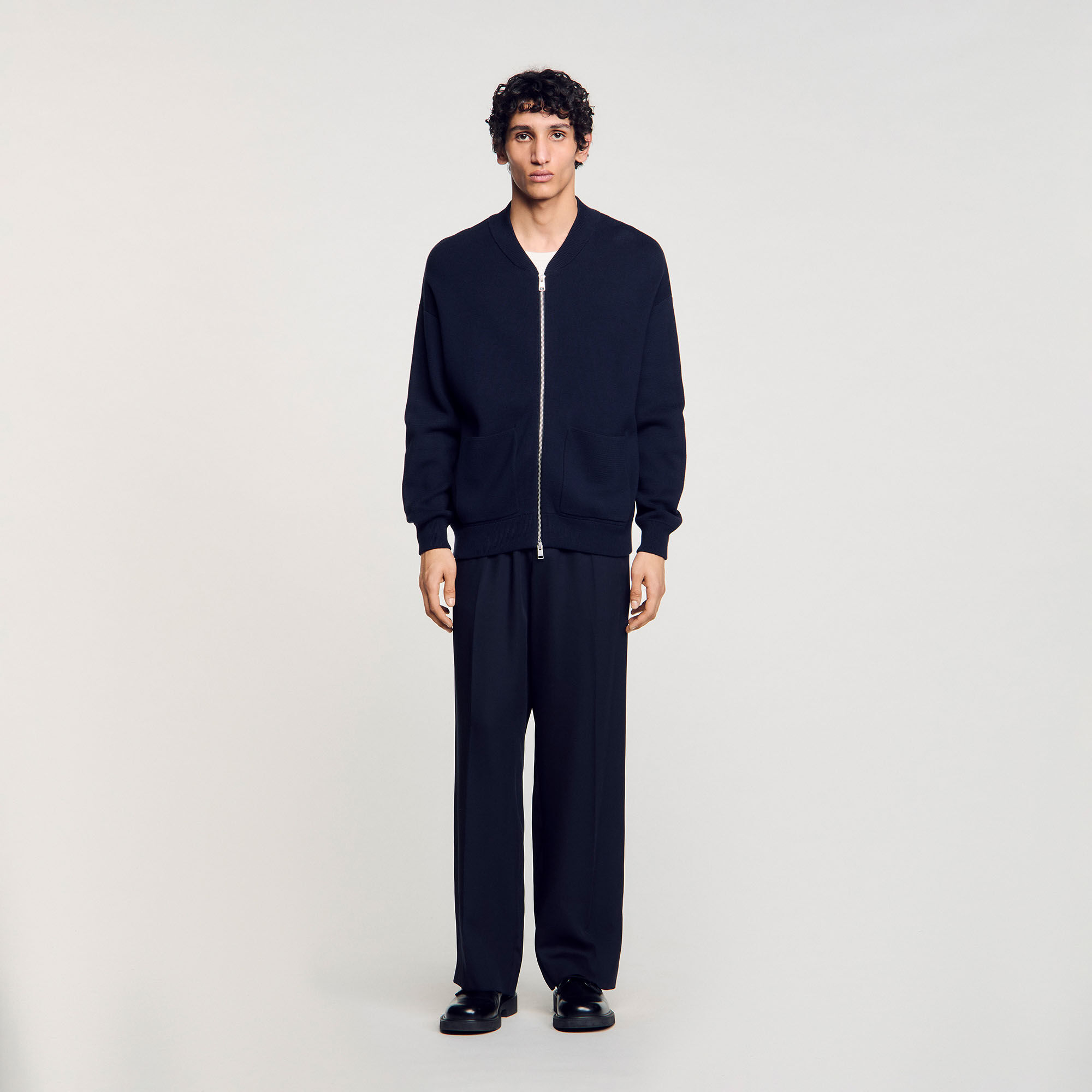 SANDRO ニットジャケット Knit jacket blue for Men | Sandro Paris