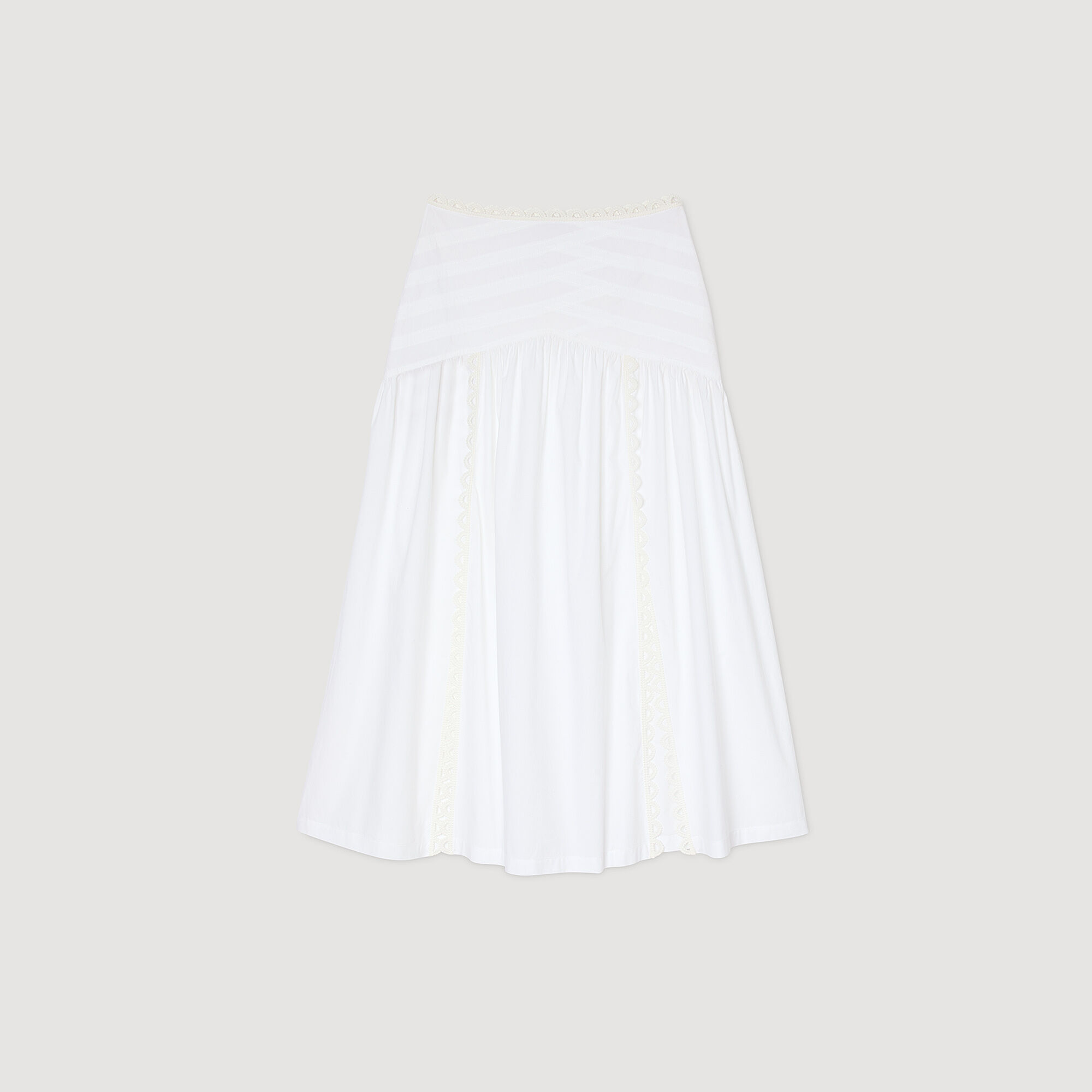 Long poplin skirt white / beige For Women | Sandro Paris