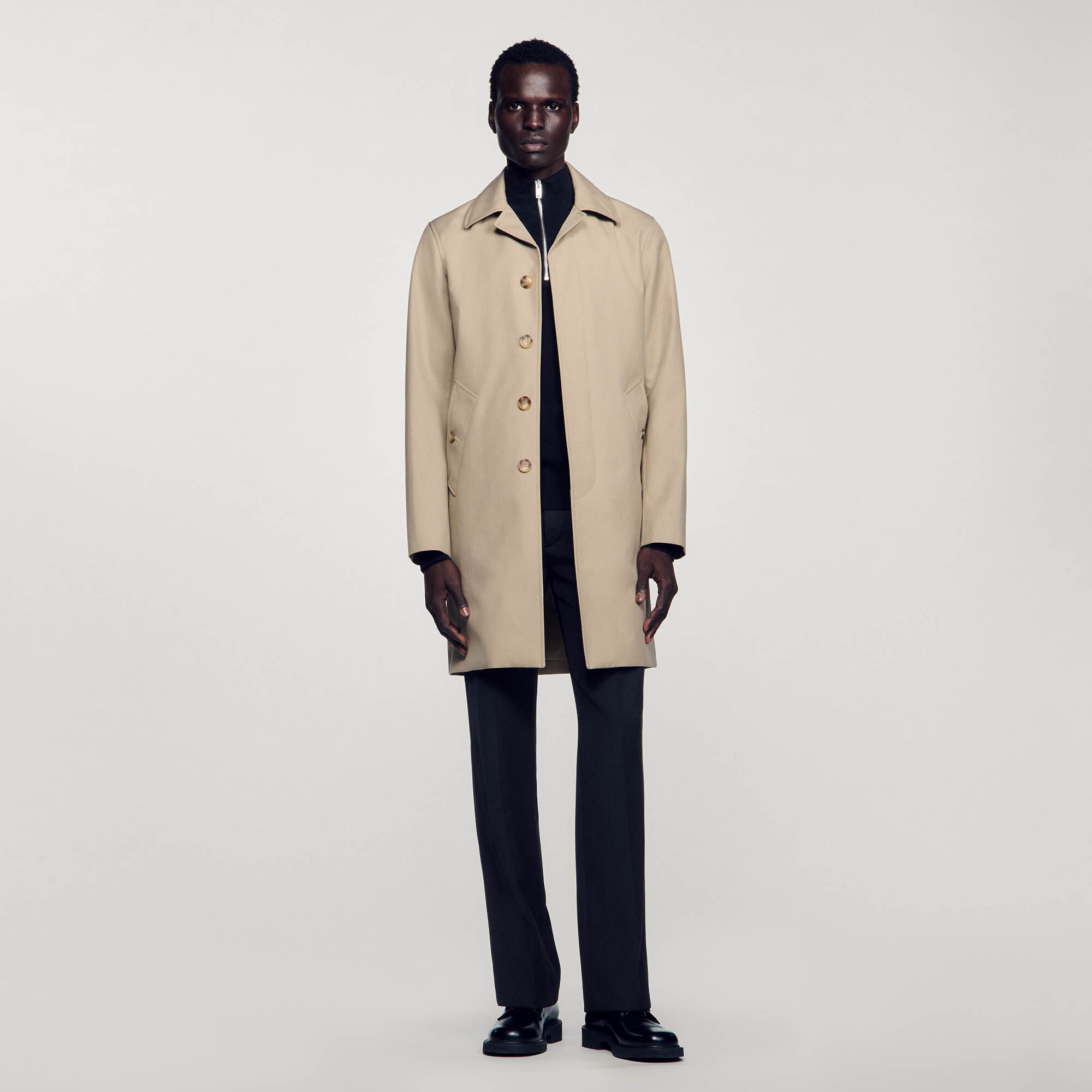 sandro paris homme ジャケット サイズ S Straight-cut waterproof jacket white / beige for Men