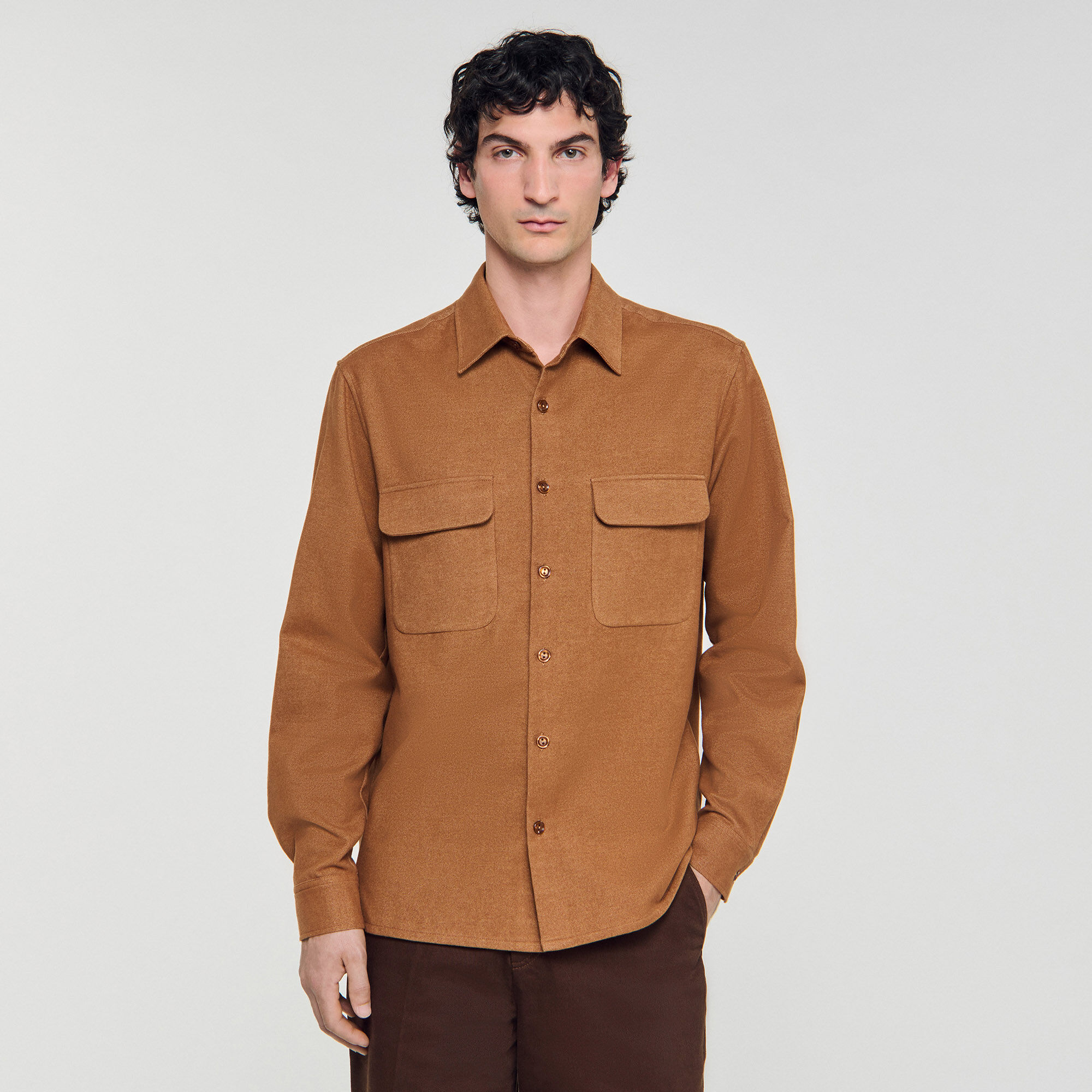 Flap pocket flannel shirt