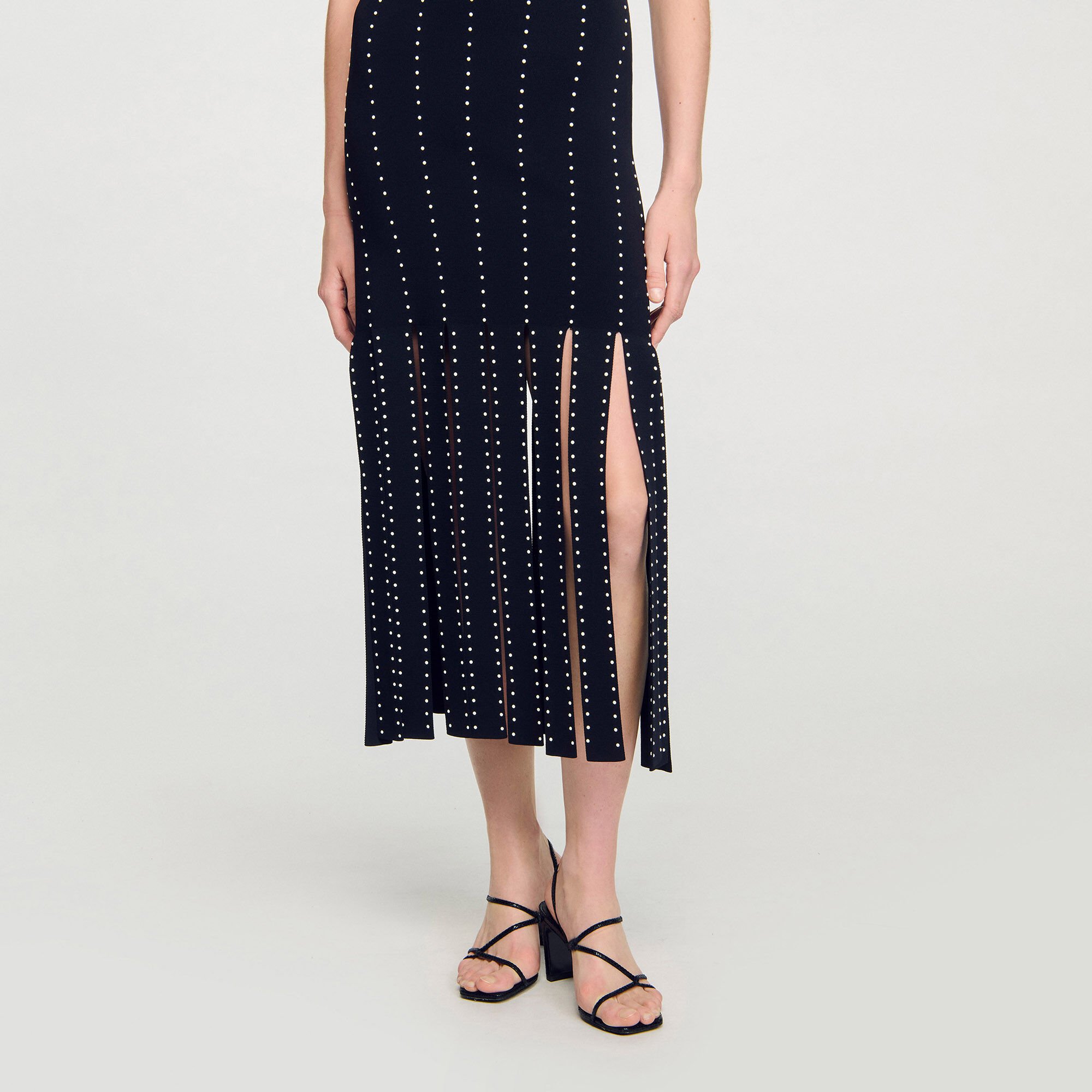 Fringed knit maxi dress