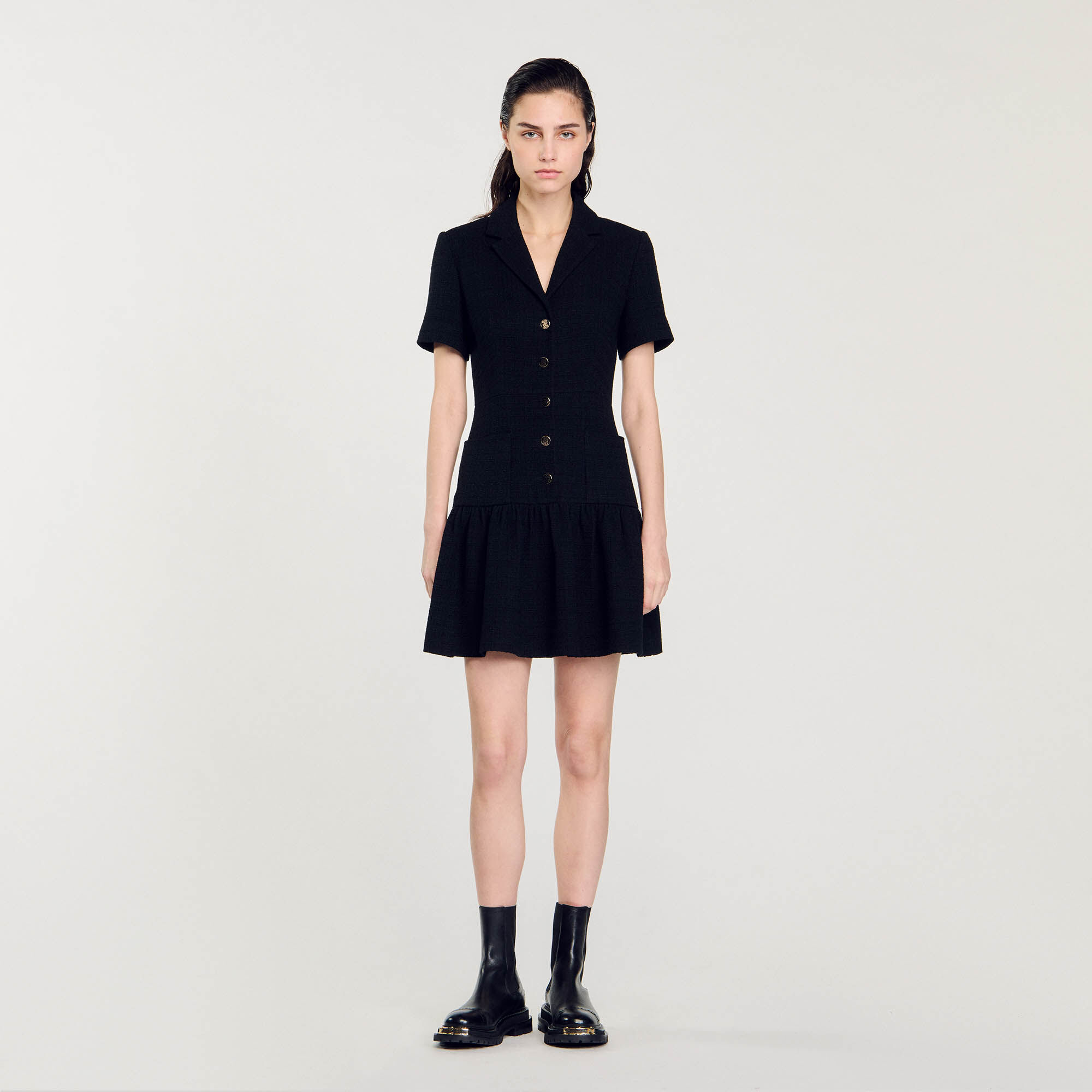 新しい gray / black Dress Tweed Short For Paris Sandro | Women ワンピース