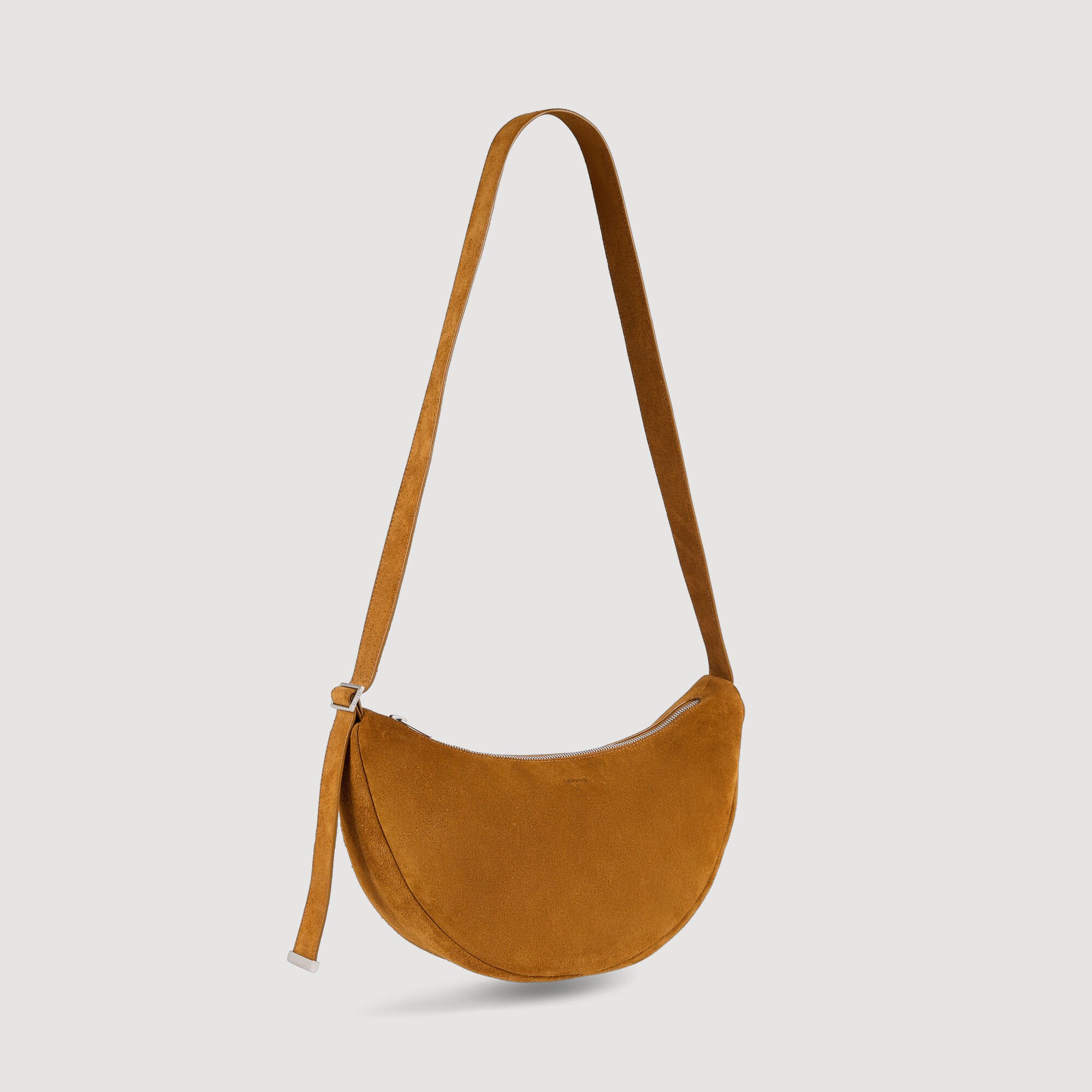 Small zipped split leather hobo