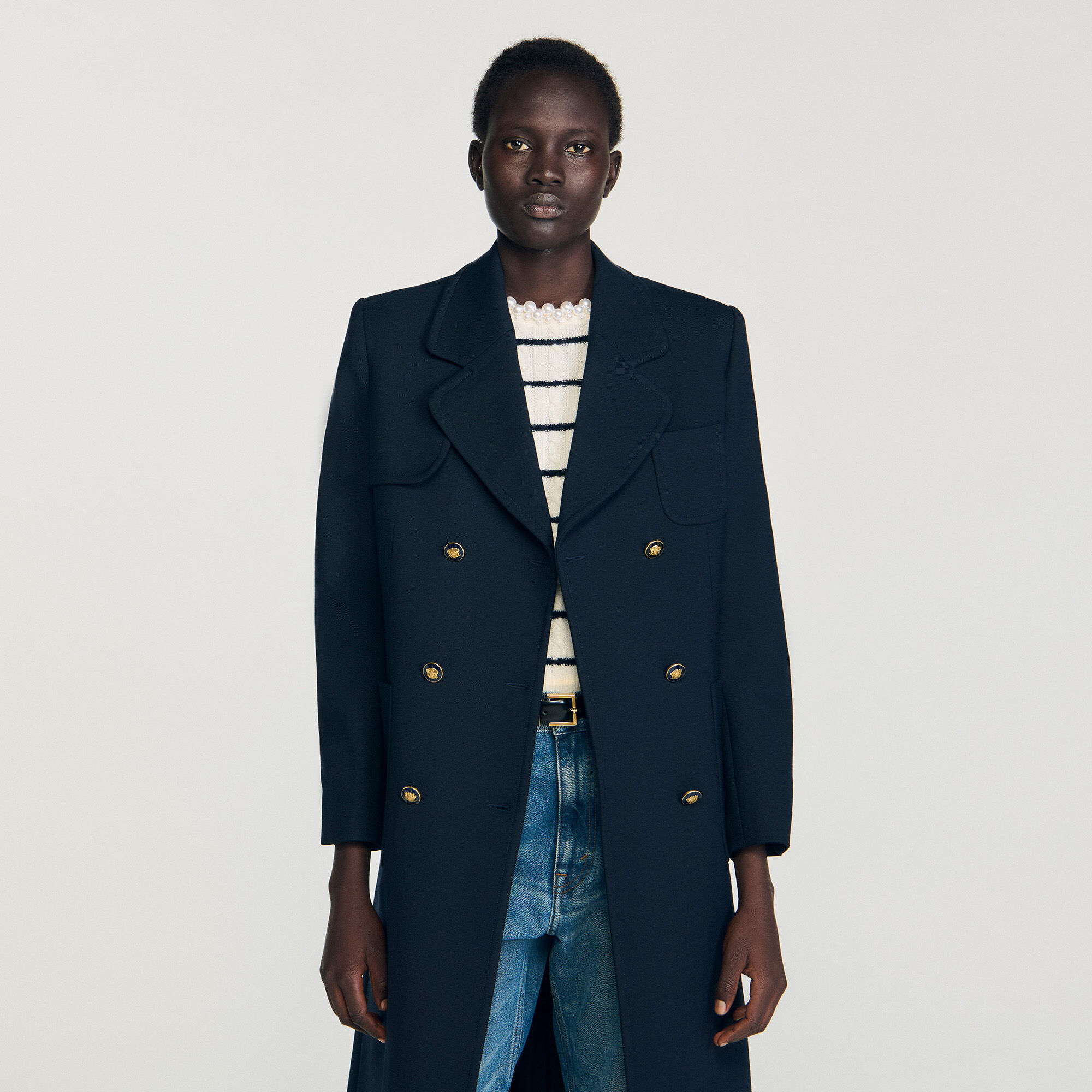 Long double-breasted coat