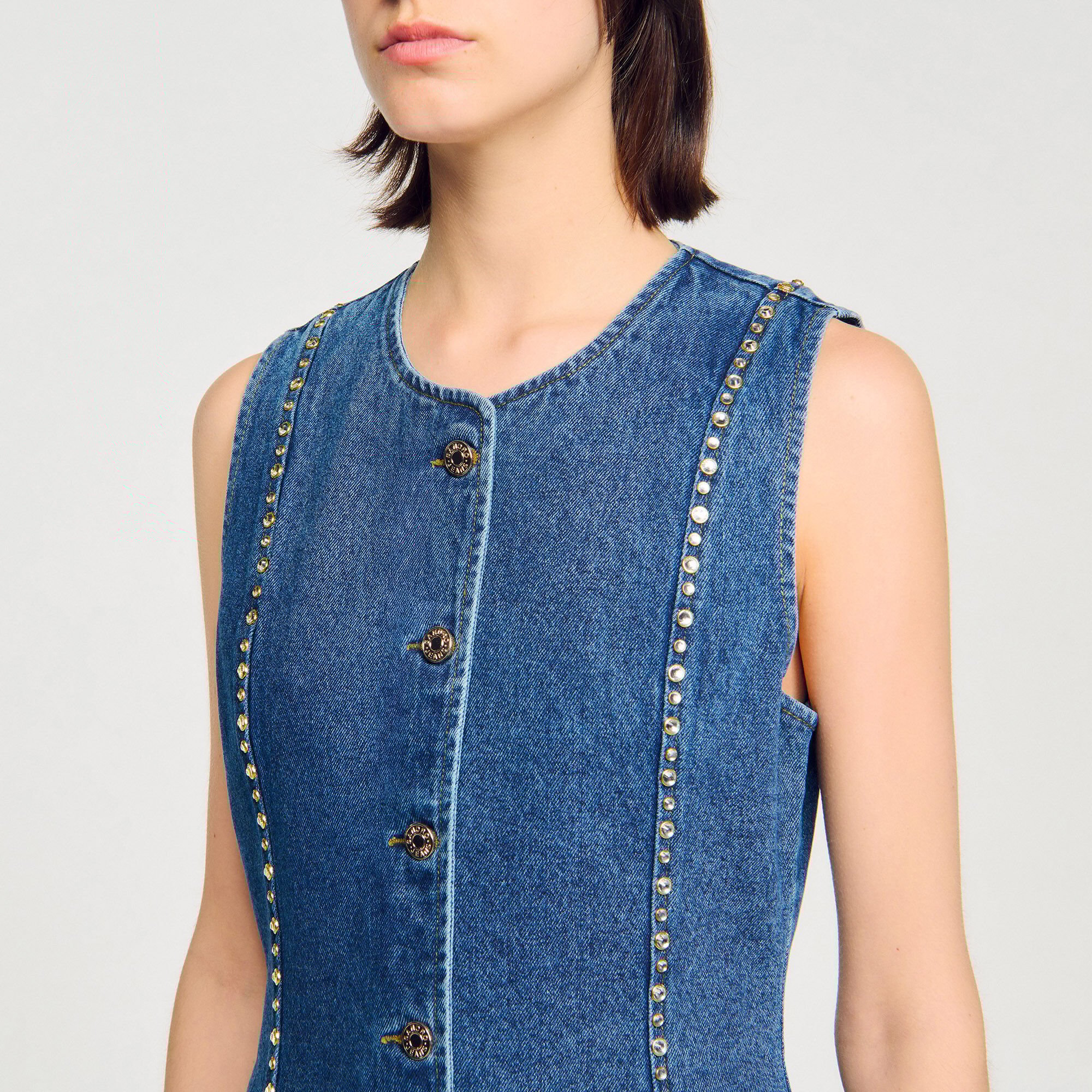 Rhinestone denim top