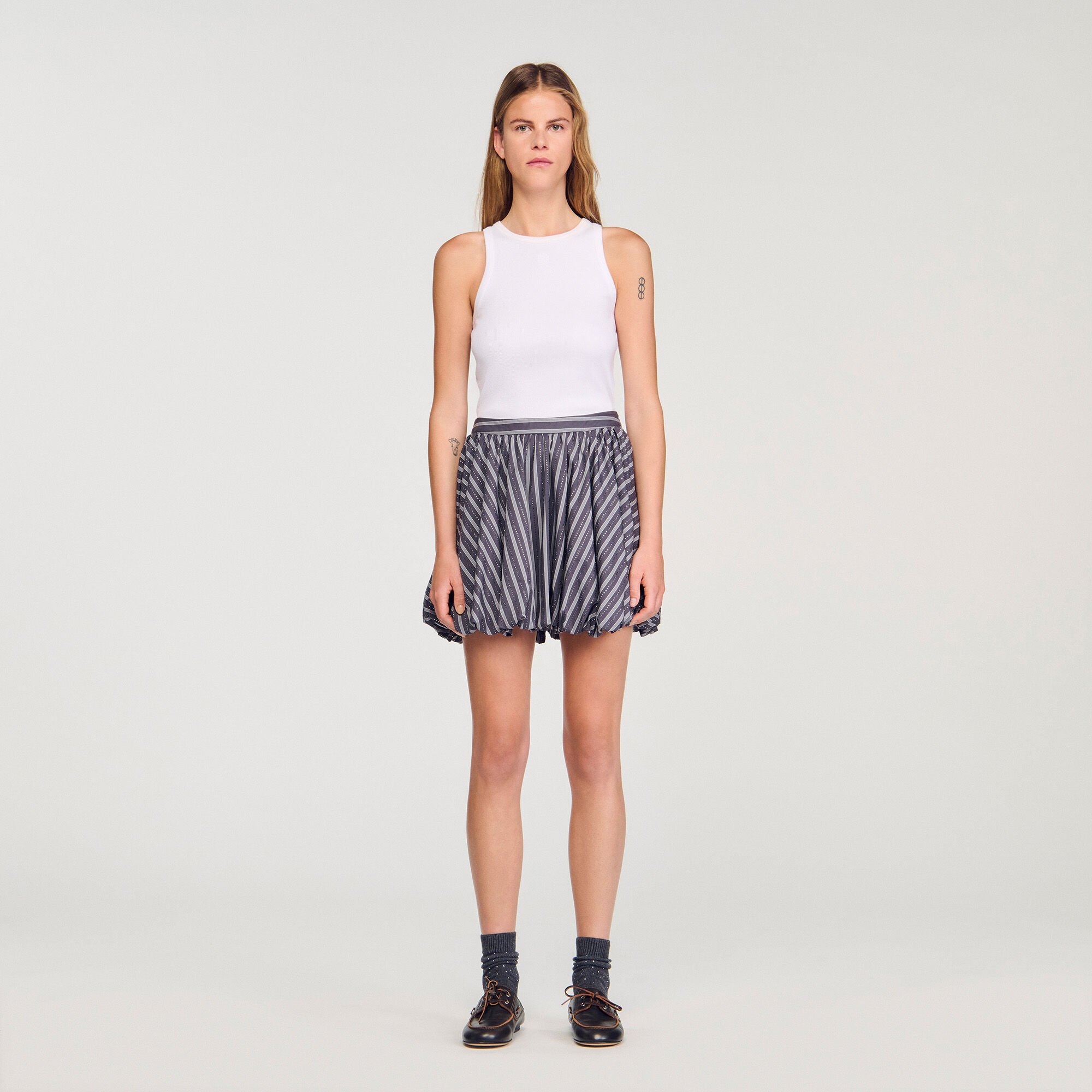 Striped rhinestone bubble skirt
