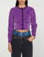 Velvet-effect cropped coatigan